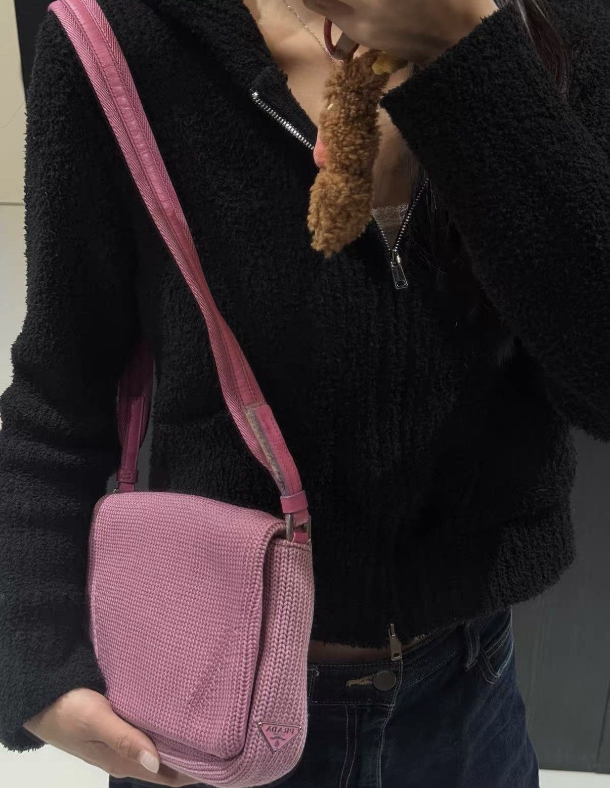 Prada Prada Vintage Magenta Wool Knit Flap Bag J36 Size ONE SIZE - 9 Thumbnail