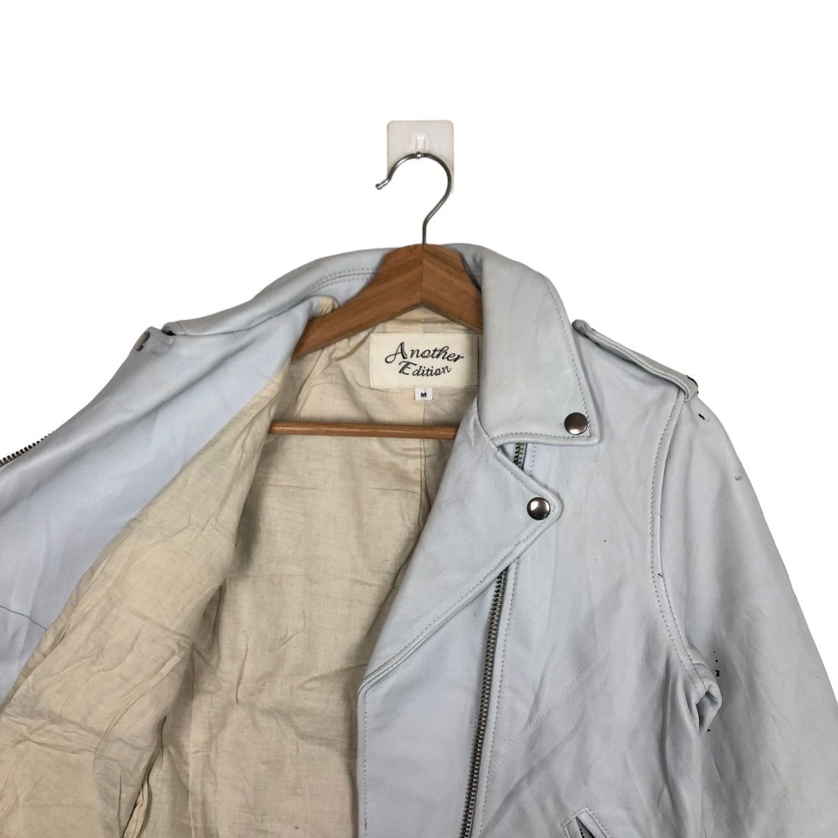 Japanese Brand VINTGE DOUBLE BREAST COLLAR LEATHER BIKER JACKET ANOTHERCLIP Size US M / EU 48-50 / 2 - 9 Thumbnail