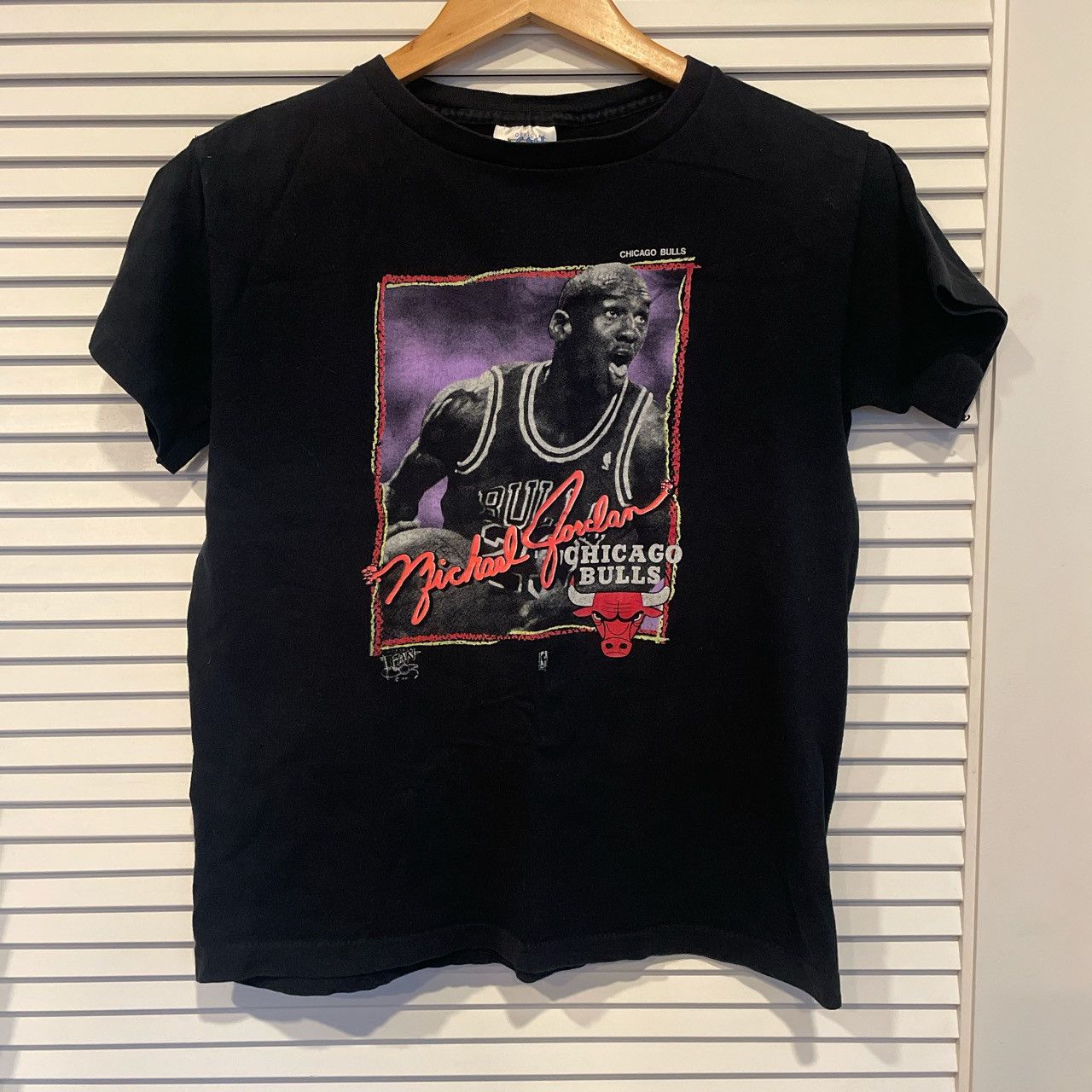 image of Nike x Vintage 1990 Michael Jordan True Fan Chicago Bulls Tshirt in Black, Men's (Size Small)