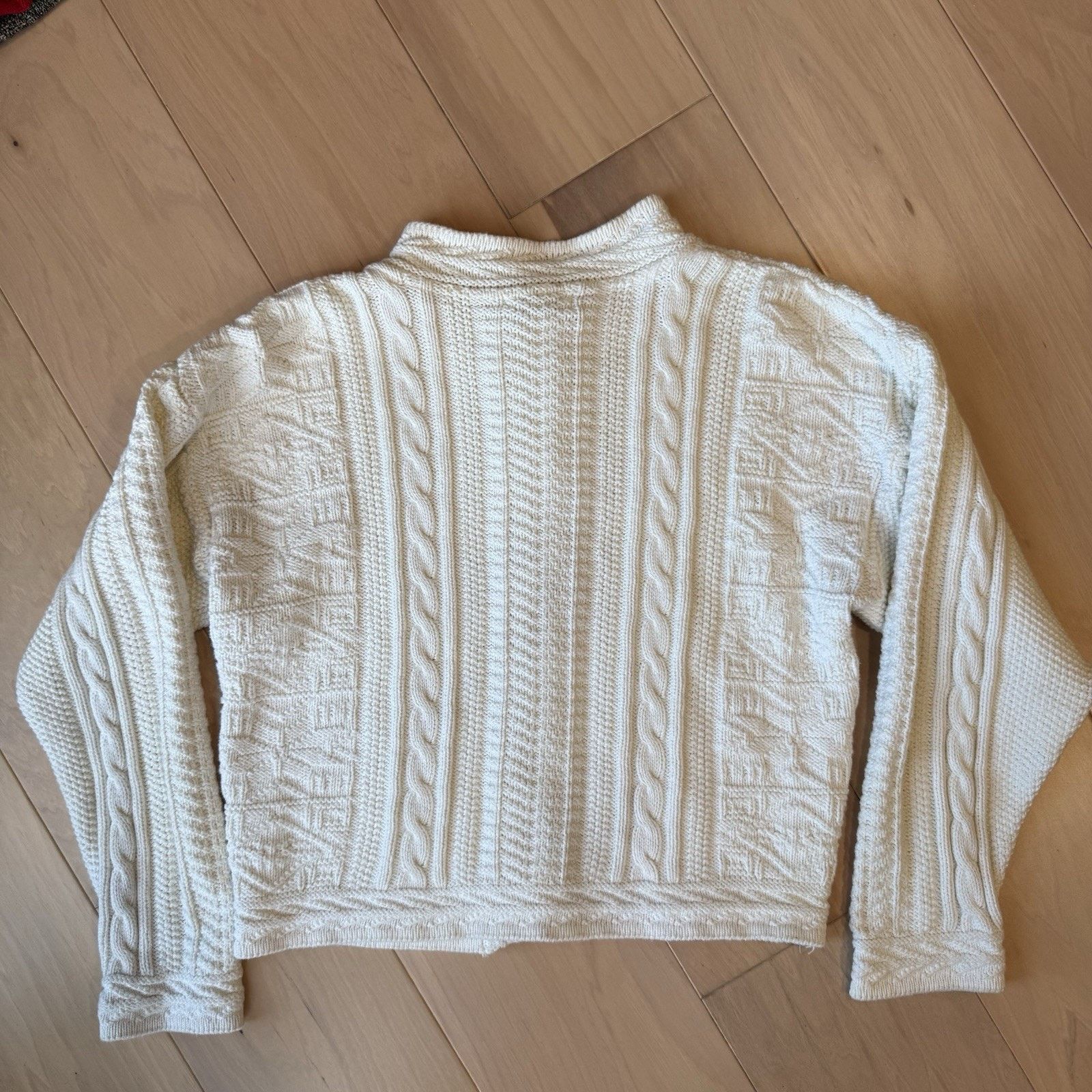 L.L. Bean Vintage LL Bean Cardigan Women's Small White Cable Knit Size S / US 4 / IT 40 - 8 Thumbnail