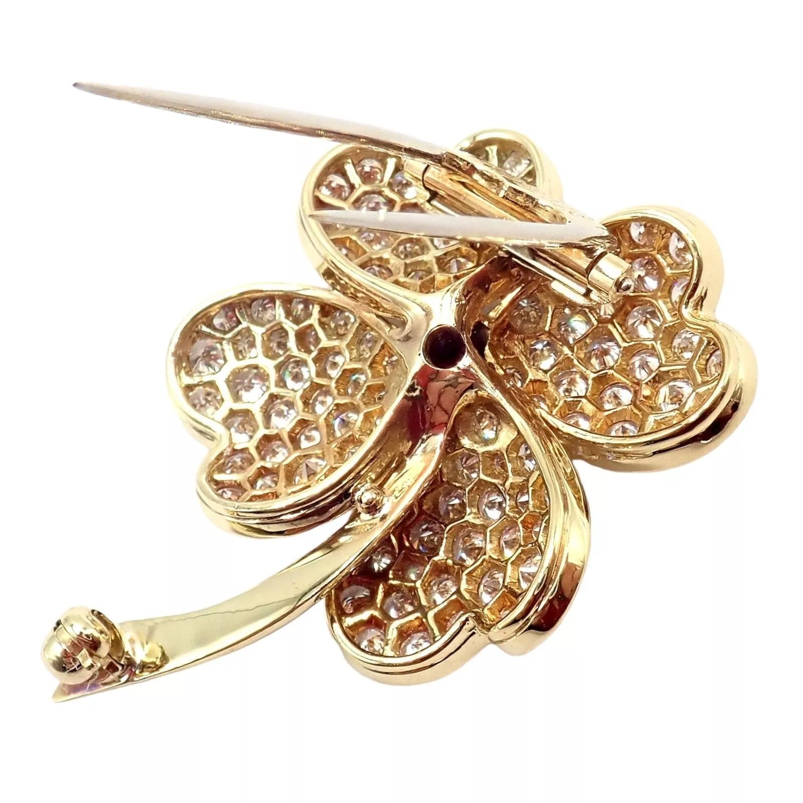 Van Cleef & Arpels 18k Yellow Gold Diamond Ruby Brooch Pendant Size ONE SIZE - 10 Thumbnail