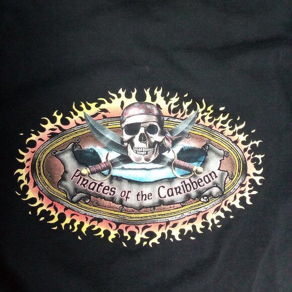 Disney × Vintage Vintage Y2K Disney Pirates Of The Caribbean Flames T-Shirt Size US L / EU 52-54 / 3 - 1 Thumbnail