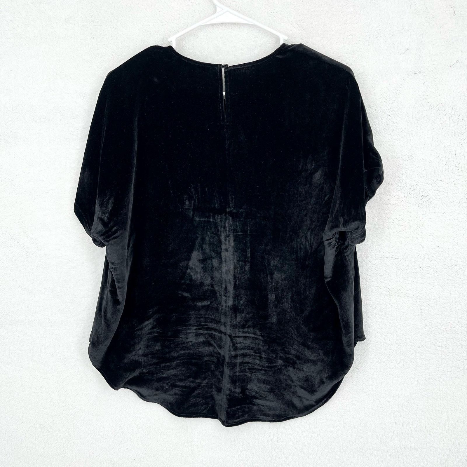 Madewell Madewell Velvet Black Short Sleeve Blouse Button Back Small Size S / US 4 / IT 40 - 4 Thumbnail
