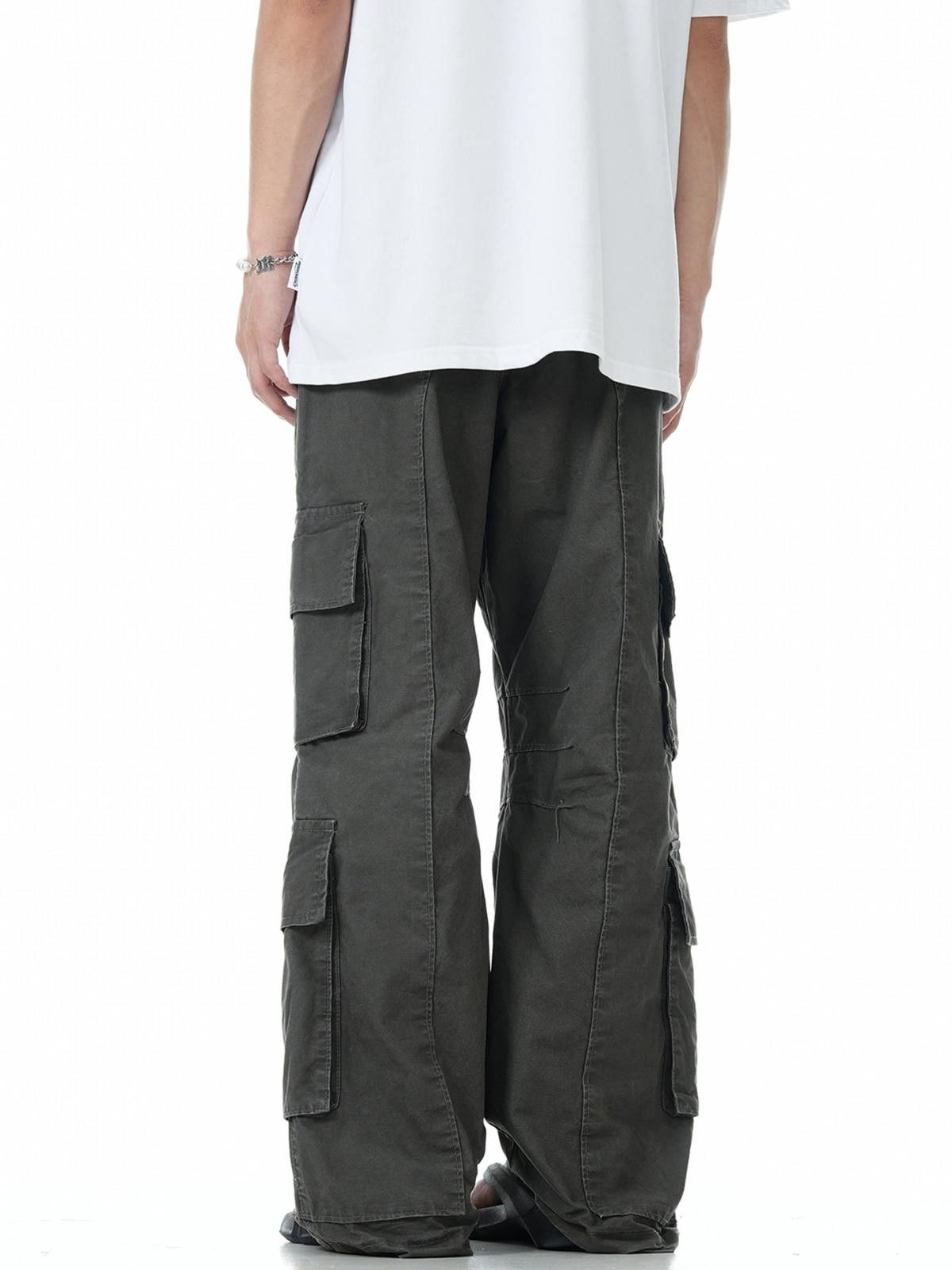 Japanese Brand Khaki Loose Fit Cargo Pants, Multi-Pocket Workwear Pants Size US 32 / EU 48 - 5 Thumbnail