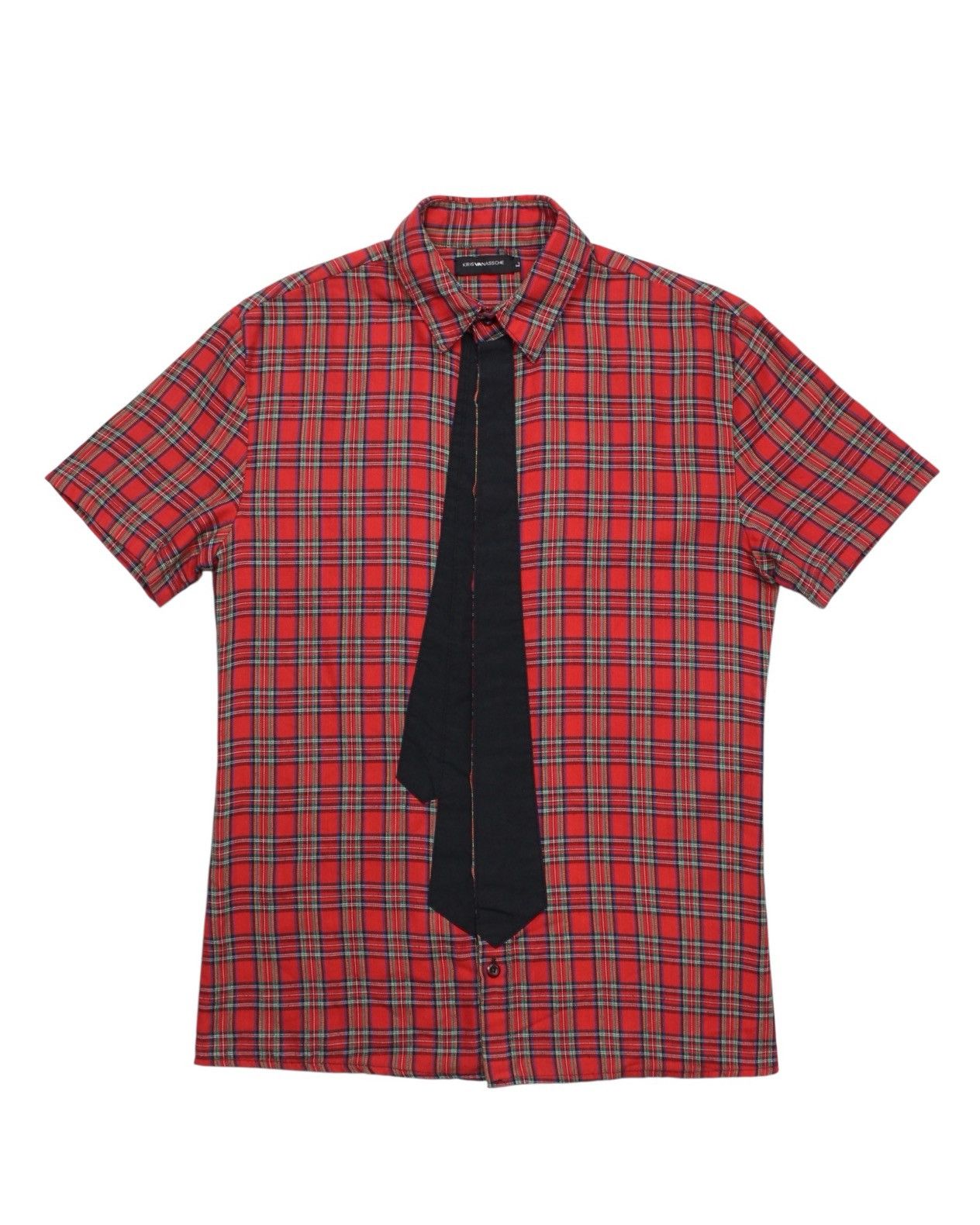 Kris Van Assche 2000S KRIS VAN ASSCHE TARTAN SHIRT WITH FAUX TIE DETAIL Size US L / EU 52-54 / 3 - 1 Thumbnail