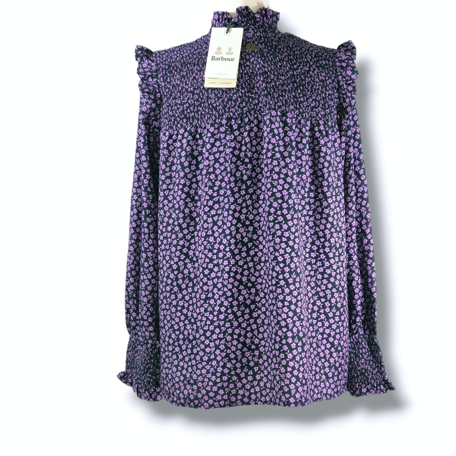 Barbour NWT Barbour Midhurst Mock Neck Blouse Sz. 8 Purple Black Size M / US 6-8 / IT 42-44 - 3 Thumbnail