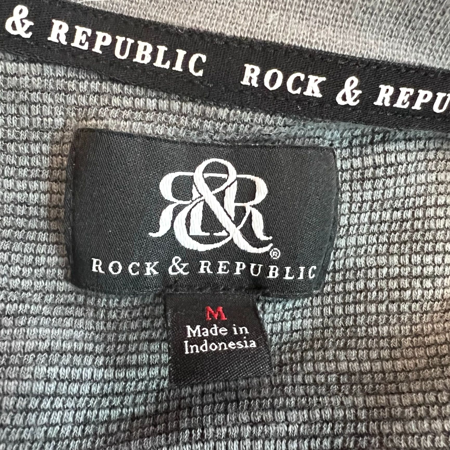 Vintage Rock & Republic Mens Henley 1/4 Button Pockets Top Gray M Cotton Shirt Size US M / EU 48-50 / 2 - 7 Thumbnail