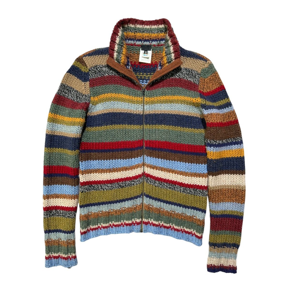 Dolce & Gabbana Archive multicolor striped chunky knit zip up