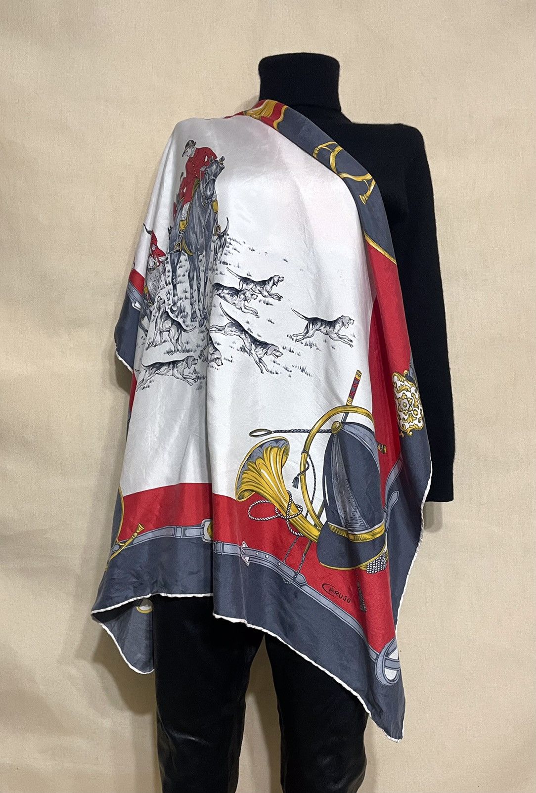 Caruso × Vintage Caruso hunting dog silk scarf Size ONE SIZE - 1 Thumbnail