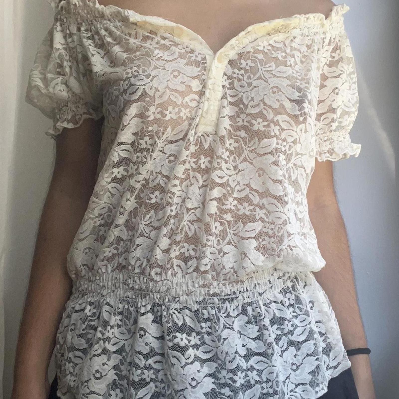 Other Cream lace off the shoulder blouse with floral details Size M / US 6-8 / IT 42-44 - 2 Thumbnail