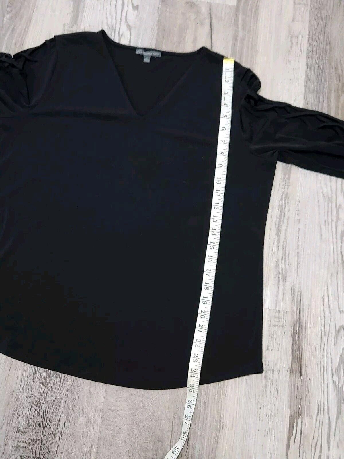Designer Adrianna Papell Top Large Black 3/4 Sleeves Cut Out Stretch Size L / US 10 / IT 46 - 7 Thumbnail