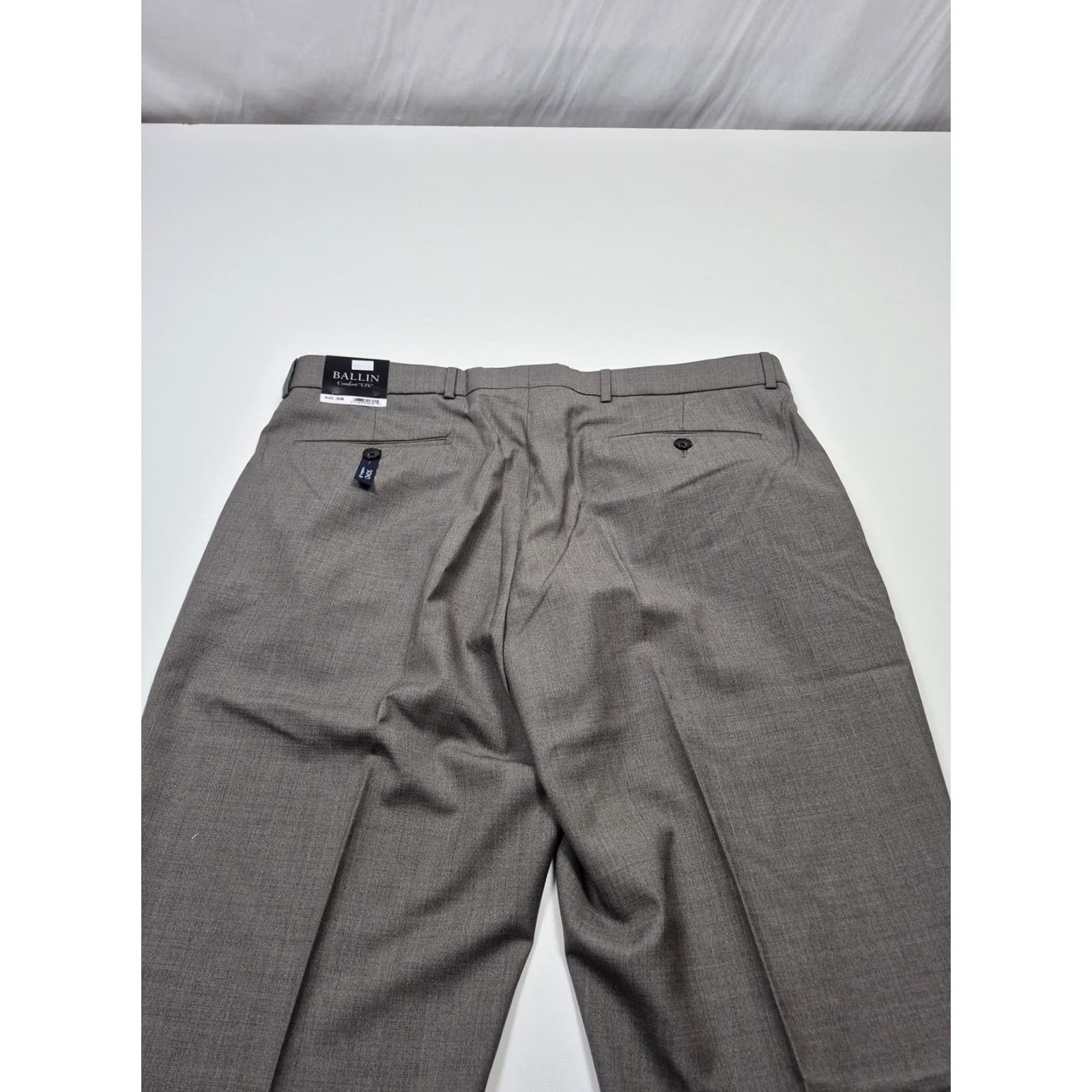 Vintage Ballin Mens Gray Wool Dress Pants Comfort-EZE Flat Front Straight 38x37 NWT Vintage? No Size US 38 / EU 54 - 7 Thumbnail