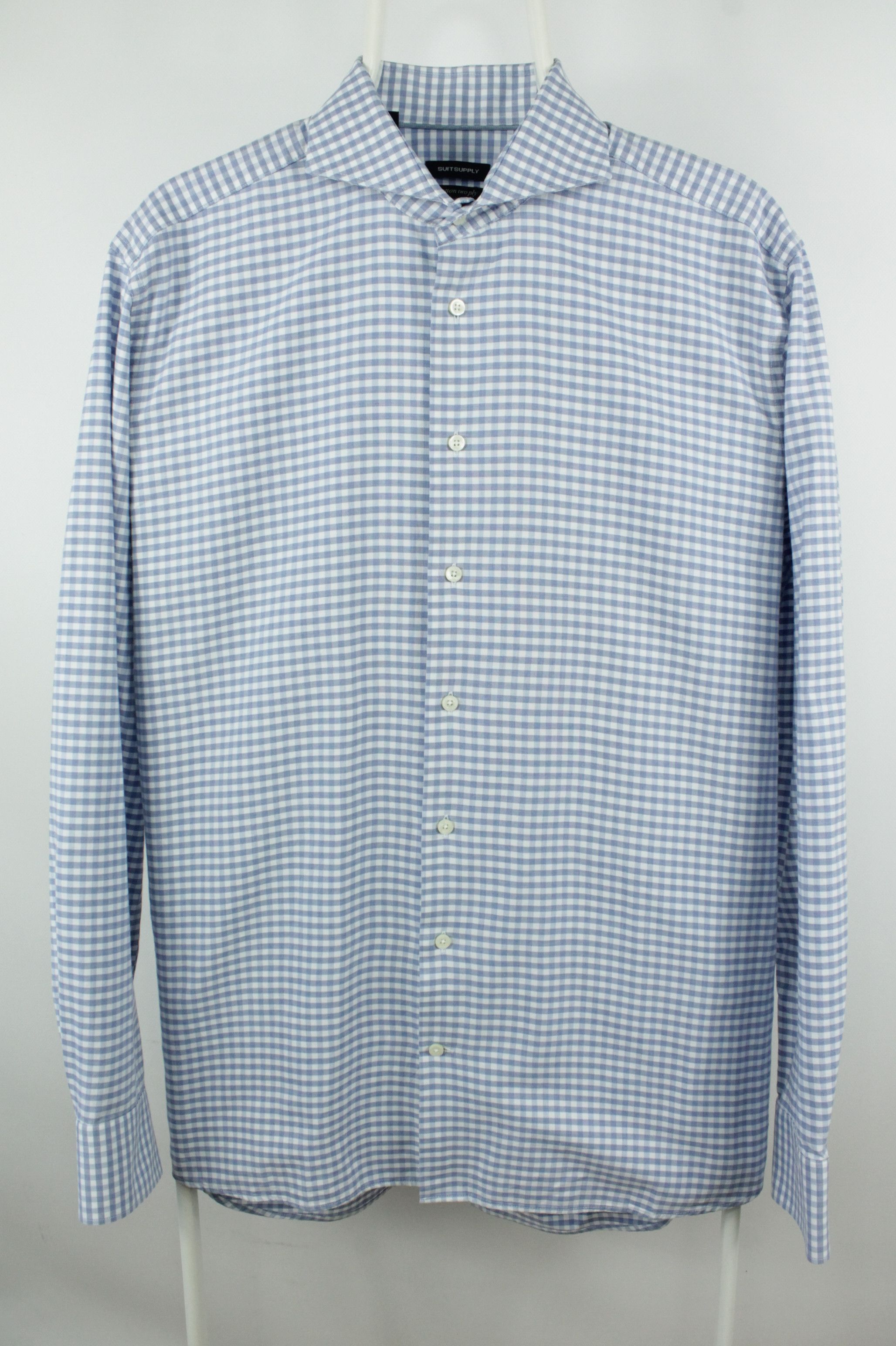 Suitsupply Suitsupply Monaco Cotton Two Ply Slim Fit Check Formal Shirt Size US L / EU 52-54 / 3 - 1 Thumbnail