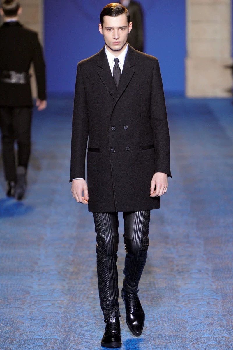 Versace Versace Wool Double-Breasted Coat w/ Leather Trim Medusa Size US S / EU 44-46 / 1 - 2 Thumbnail