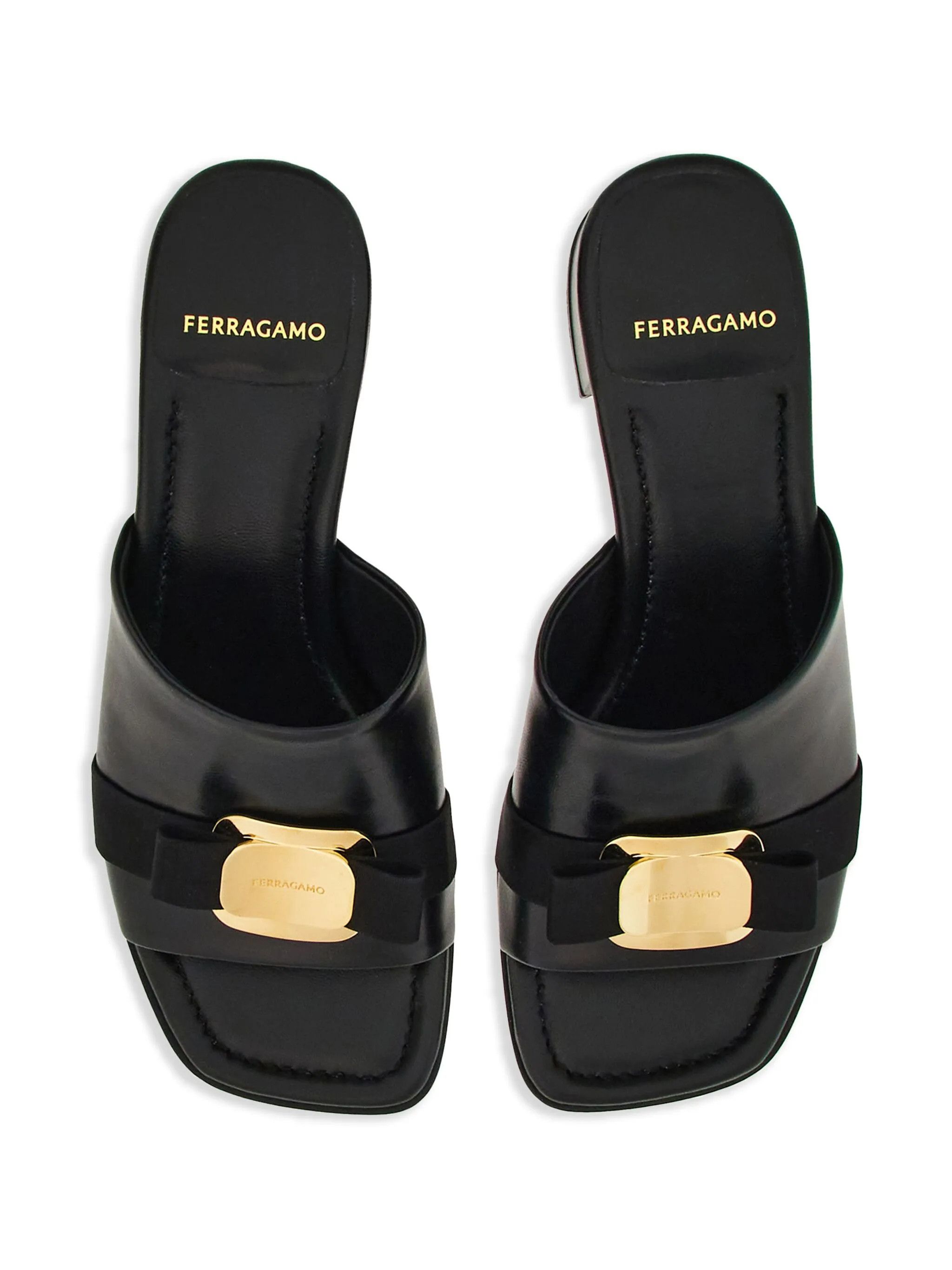 Salvatore Ferragamo o1s1rm0526 Zelie Nappa Leather Mules in Black Size US 10 / IT 40 - 4 Thumbnail