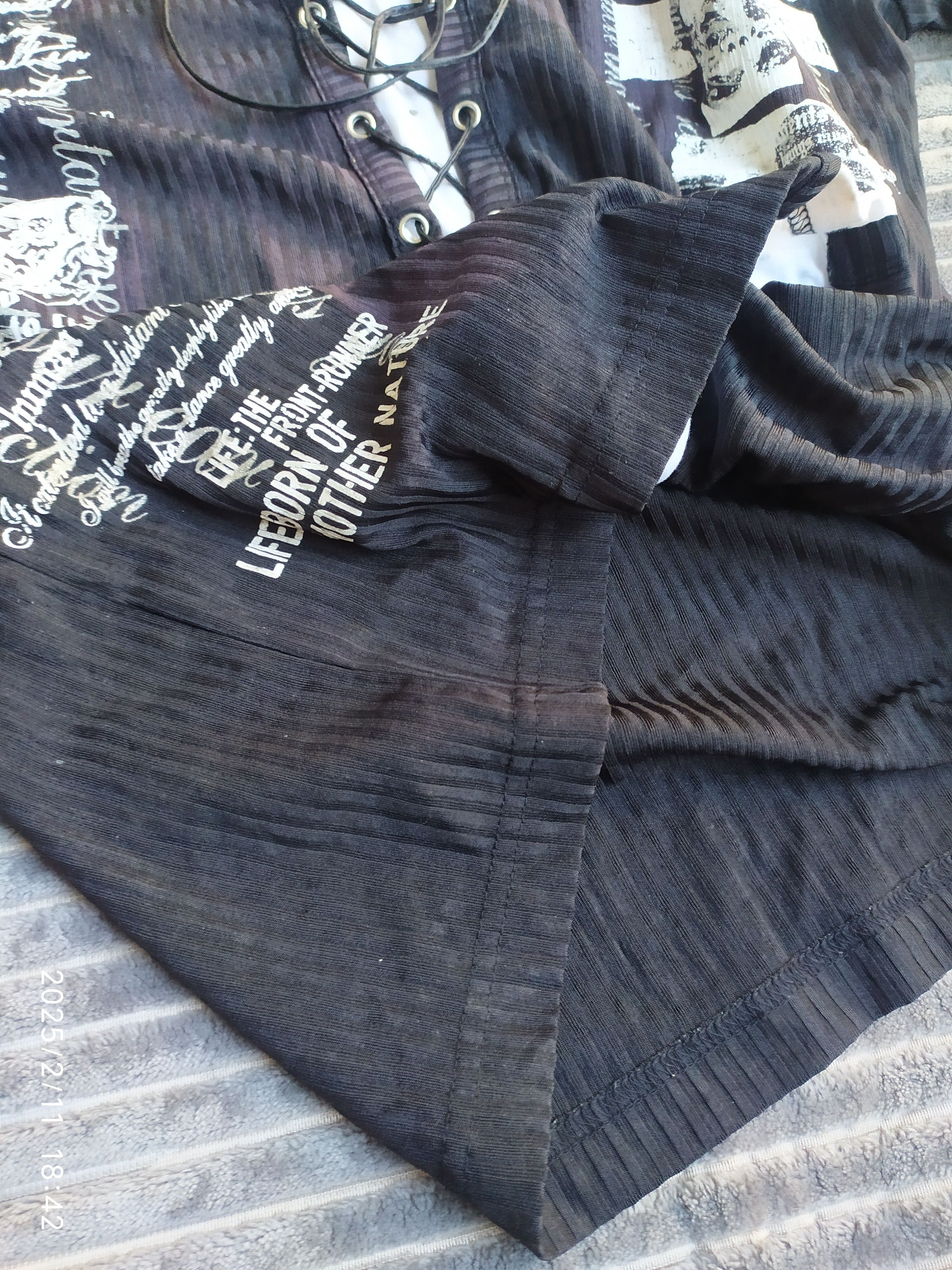 If Six Was Nine × Japanese Brand × KMRii Y2K Euroyal Double Layered Laces Poem Skull Shirt Size US L / EU 52-54 / 3 - 4 Thumbnail