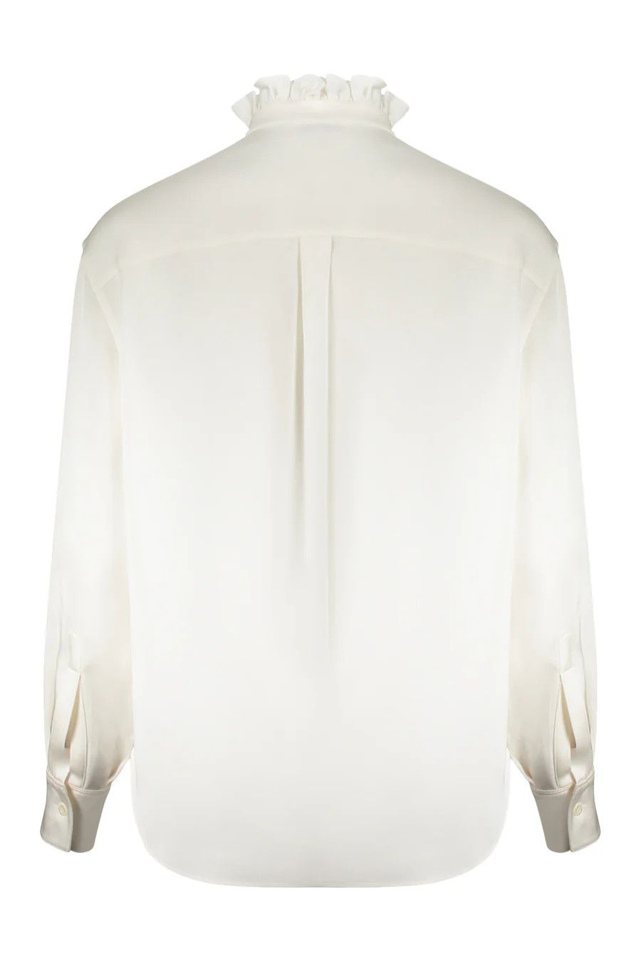 Alexander McQueen o1s22i1n1024 Ruffles Silk Satin Shirt in White Size S / US 4 / IT 40 - 2 Thumbnail