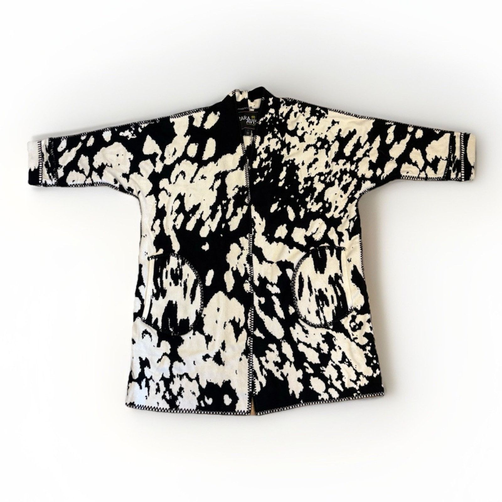 The Unbranded Brand Rara Avis By Iris Apfel Black White Oversized Open Coat S Size S / US 4 / IT 40 - 2 Thumbnail