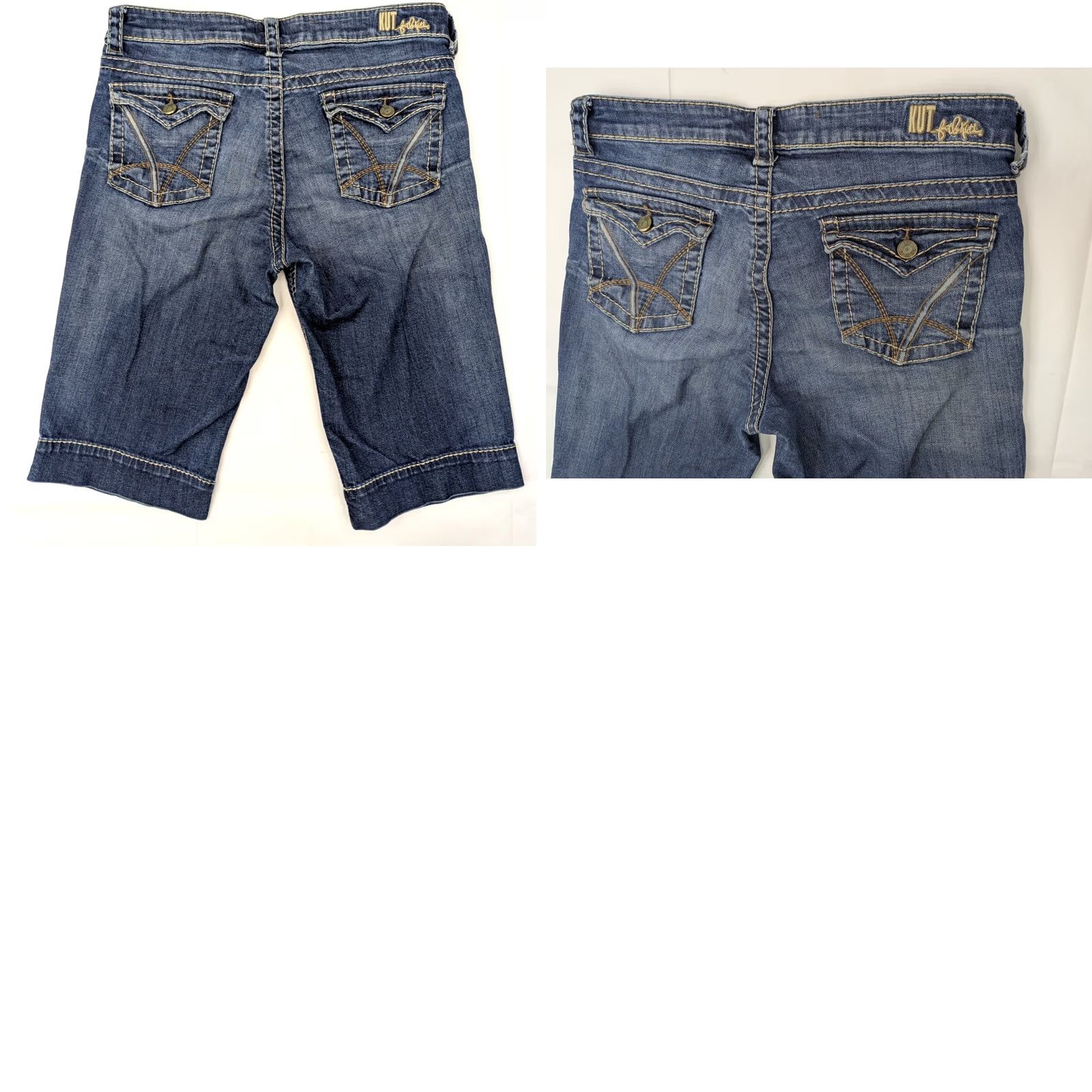 Vintage KUT from the Kloth Bermuda Shorts Women 8 Knee Length Denim Blue 32x14 Mid Rise Button Zipper 5-Pocket Stretch Classic Casual Size 30" / US 8 / IT 44 - 9 Thumbnail