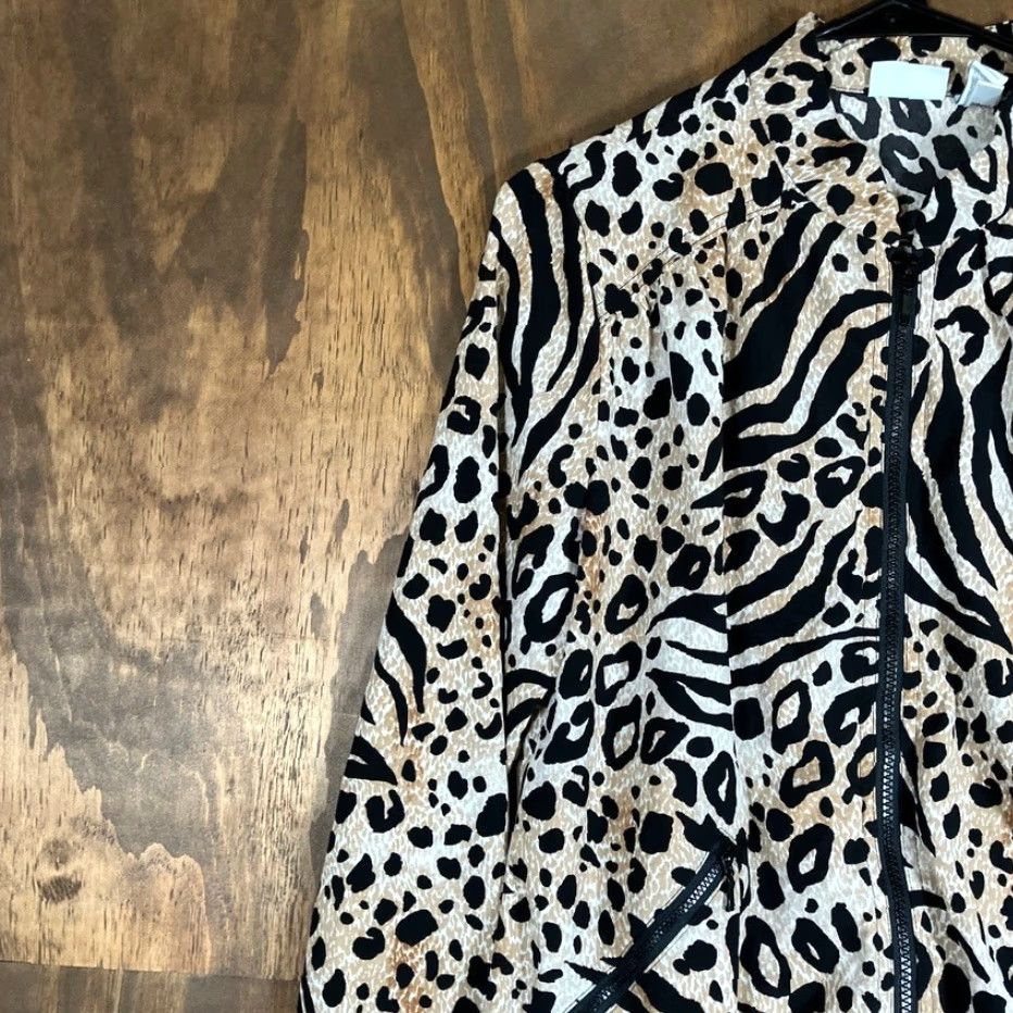 Vintage VINTAGE Zenergy by Chico's Jacket Womens Cheetah Brown Black Full Zip Stretch S Pattern Animal Print Mid-Length Casual Women's Jacket Size S / US 4 / IT 40 - 4 Thumbnail