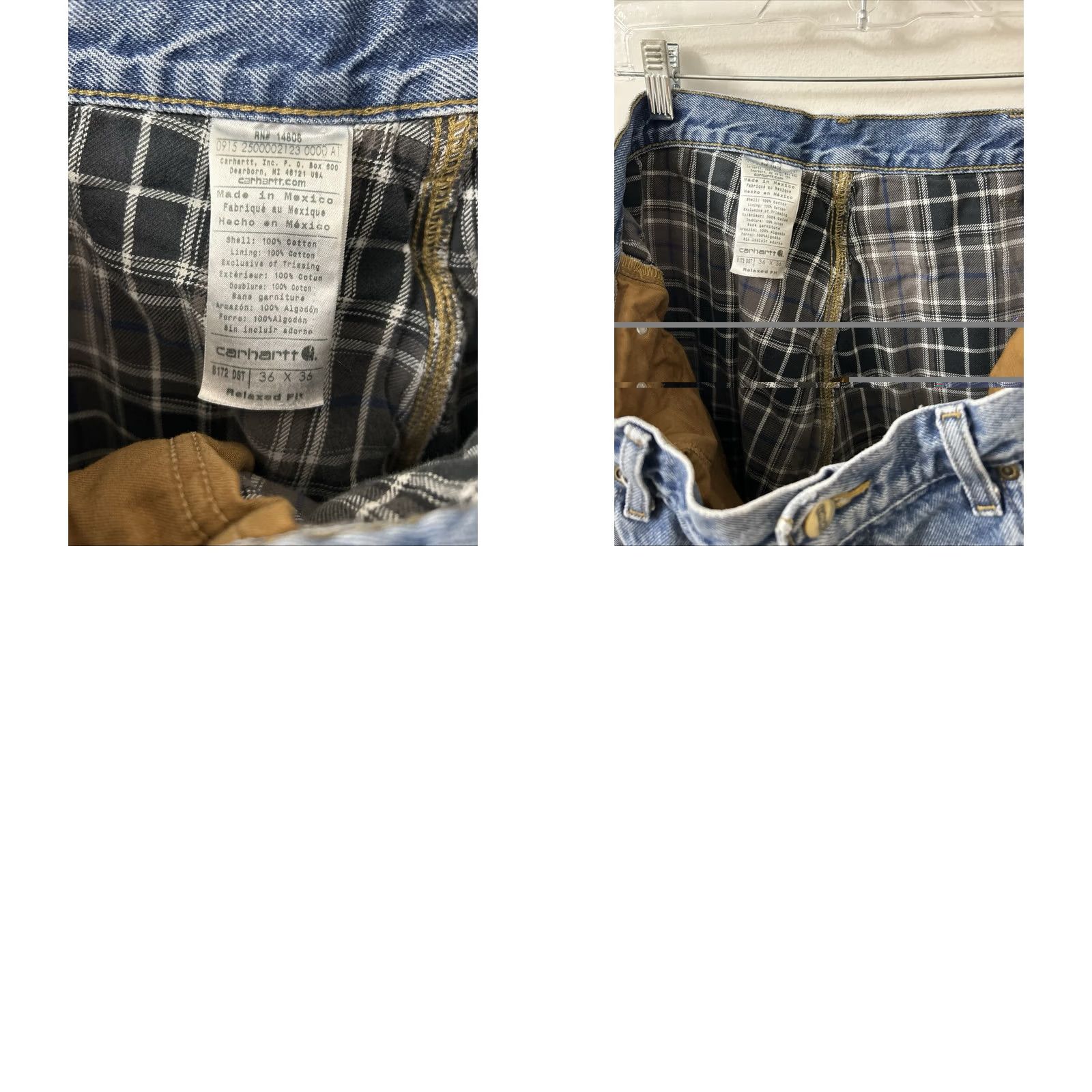 Carhartt VINTAGE Carhartt Jeans Mens 36x36 Blue Plaid Flannel Lined YKK Relaxed Fit Denim Shirt? Size US 36 / EU 52 - 9 Thumbnail