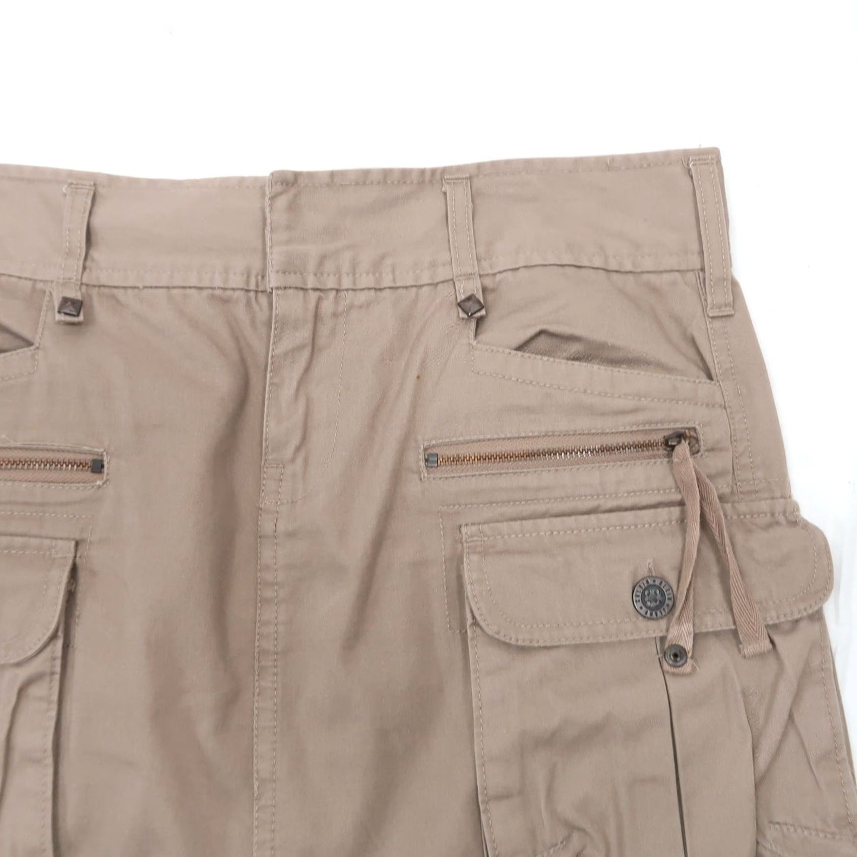 Calvin Klein VINTAGE Calvin Klein Khaki Tan Low Rise Cargo Mini Skirt 4 Women Short 90s Bohemian Cotton Skirt Size 27" / US 4 / IT 40 - 2 Thumbnail
