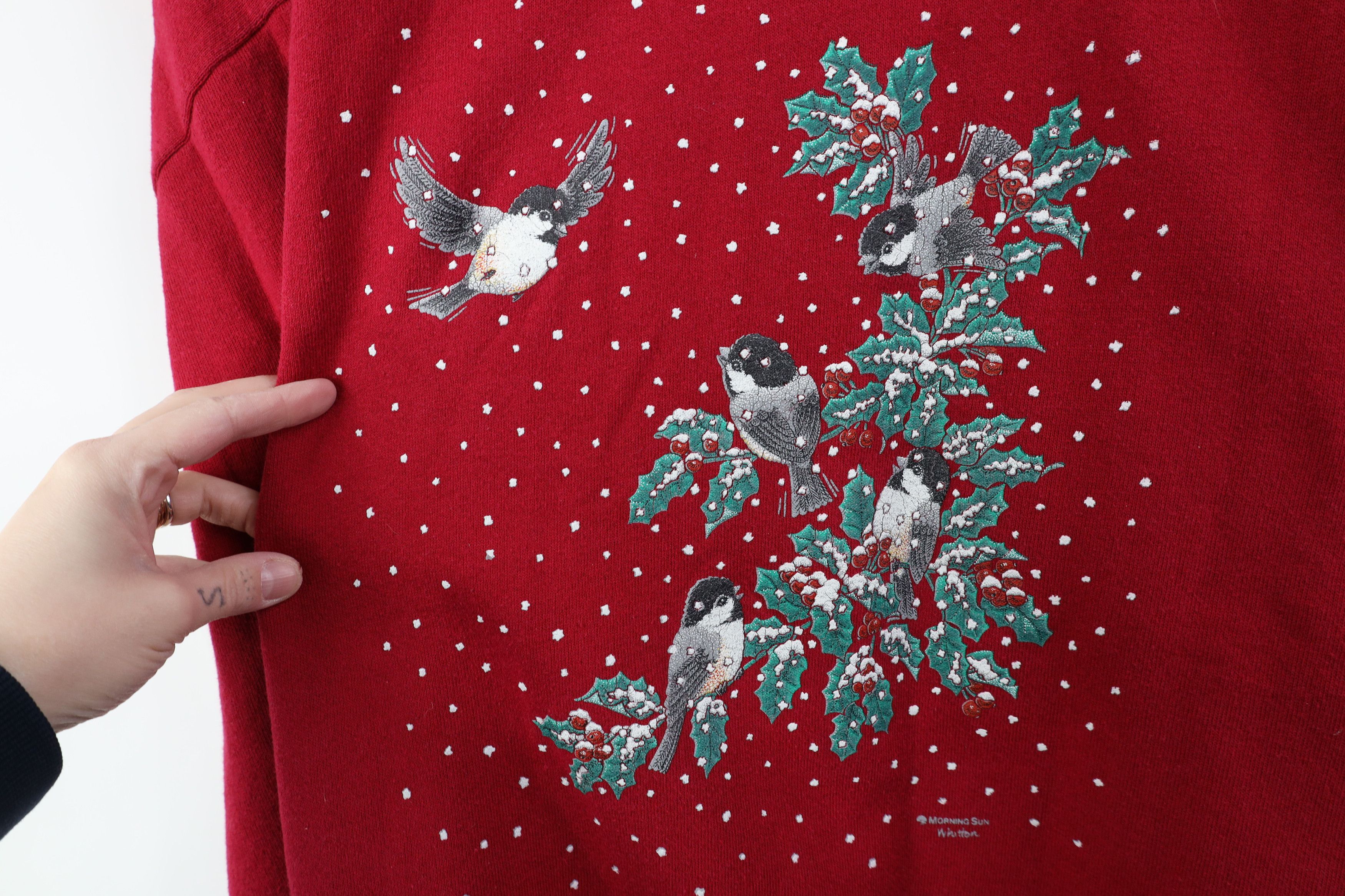 Vintage Vintage 90s Streetwear Christmas Birds Nature Sweatshirt Size XXL / US 16-18 / IT 52-54 - 4 Thumbnail