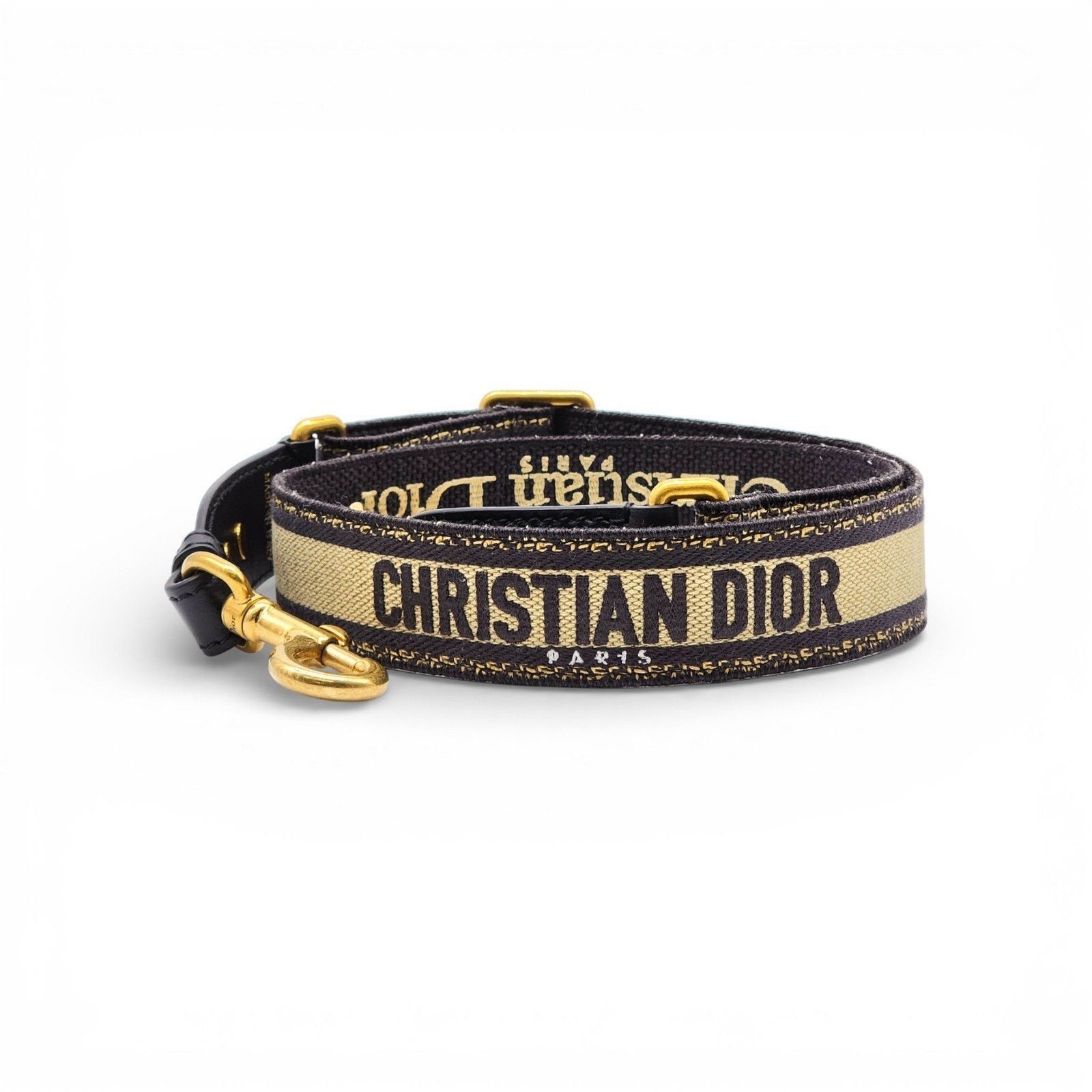Dior Canvas and Leather Logo Embroidered Shoulder Strap with GHW Size ONE SIZE - 1 Thumbnail