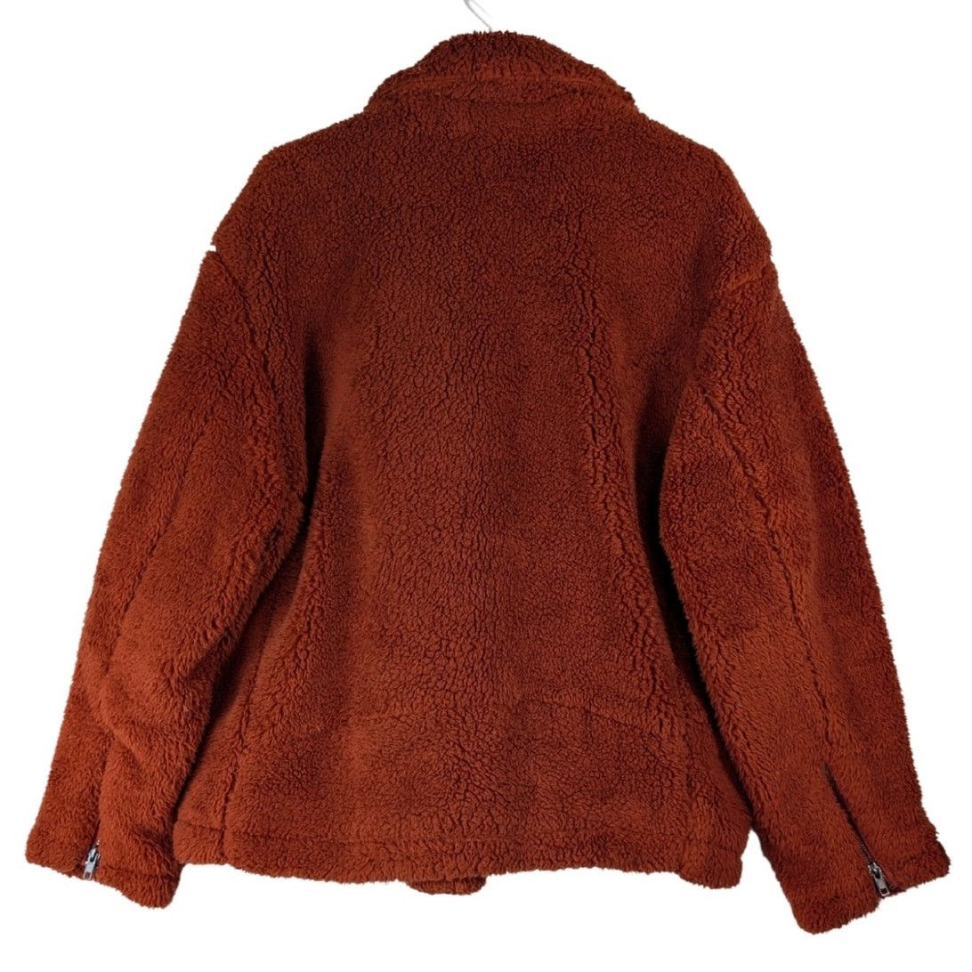 Free People We The Free So Cozy Slouchy Fleece Moto Jacket Orange Size M Size M / US 6-8 / IT 42-44 - 2 Thumbnail
