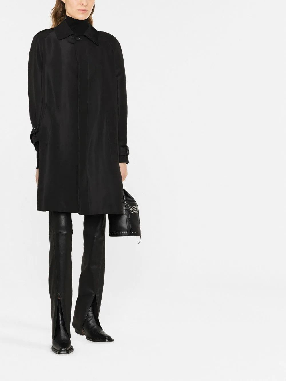 Saint Laurent Paris o1s1wg111224 Classic-Collar Coat in Black Size L / US 10 / IT 46 - 2 Thumbnail