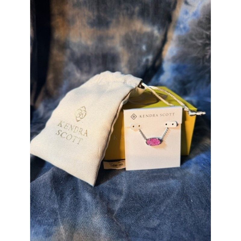 Kendra Scott Kendra Scott Elisa Pendant Necklace Pink Drusy Silver Tone Size ONE SIZE - 1 Preview