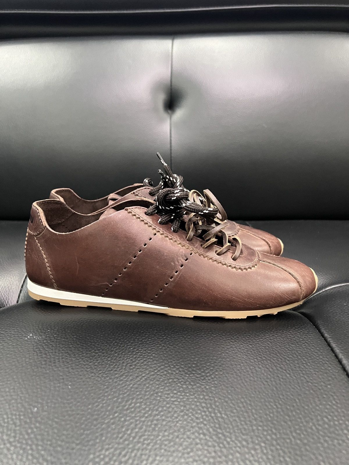 Miu Miu Miu Miu SS26 Plume Distressed Leather Sneakers Size US 6.5 / IT 36.5 - 7 Thumbnail