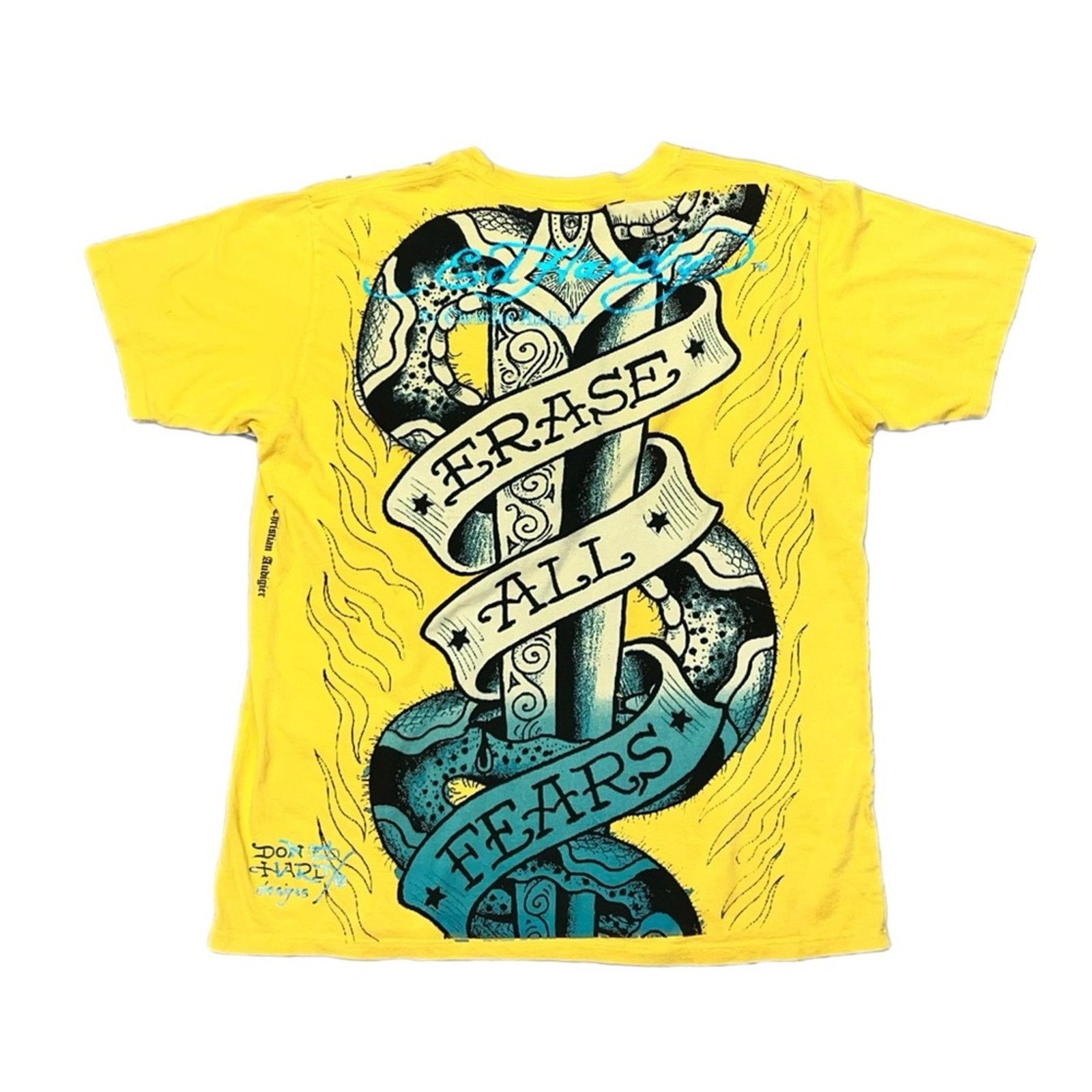 Ed Hardy Ed Hardy “Erase All Fears” Snake Dagger Graphic yellow Tee Size US XL / EU 56 / 4 - 2 Thumbnail