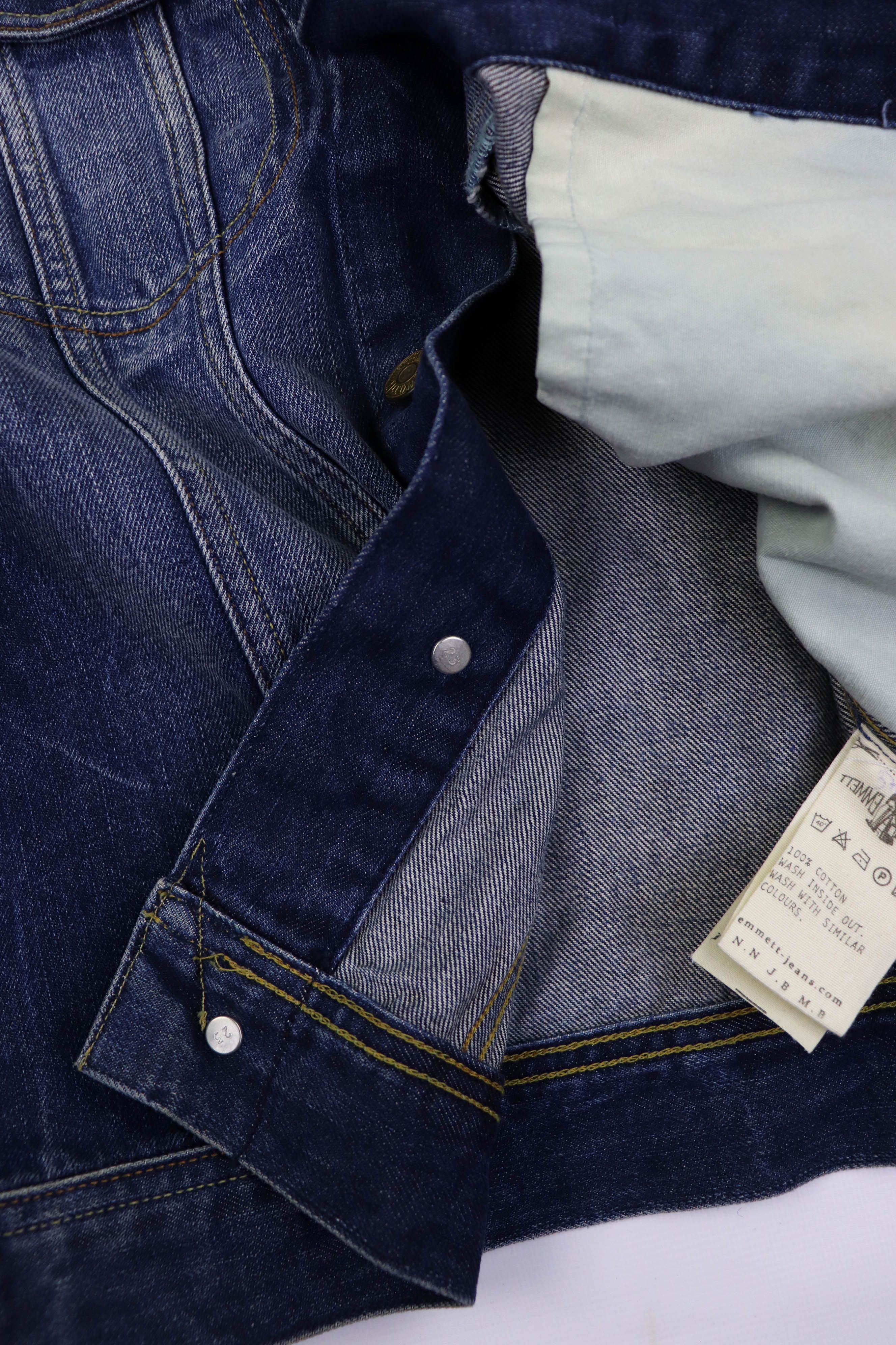 Emmett Emmett Bob Denim Used Indigo Blue Jeans Trucker Rider Jacket Size US M / EU 48-50 / 2 - 12 Thumbnail