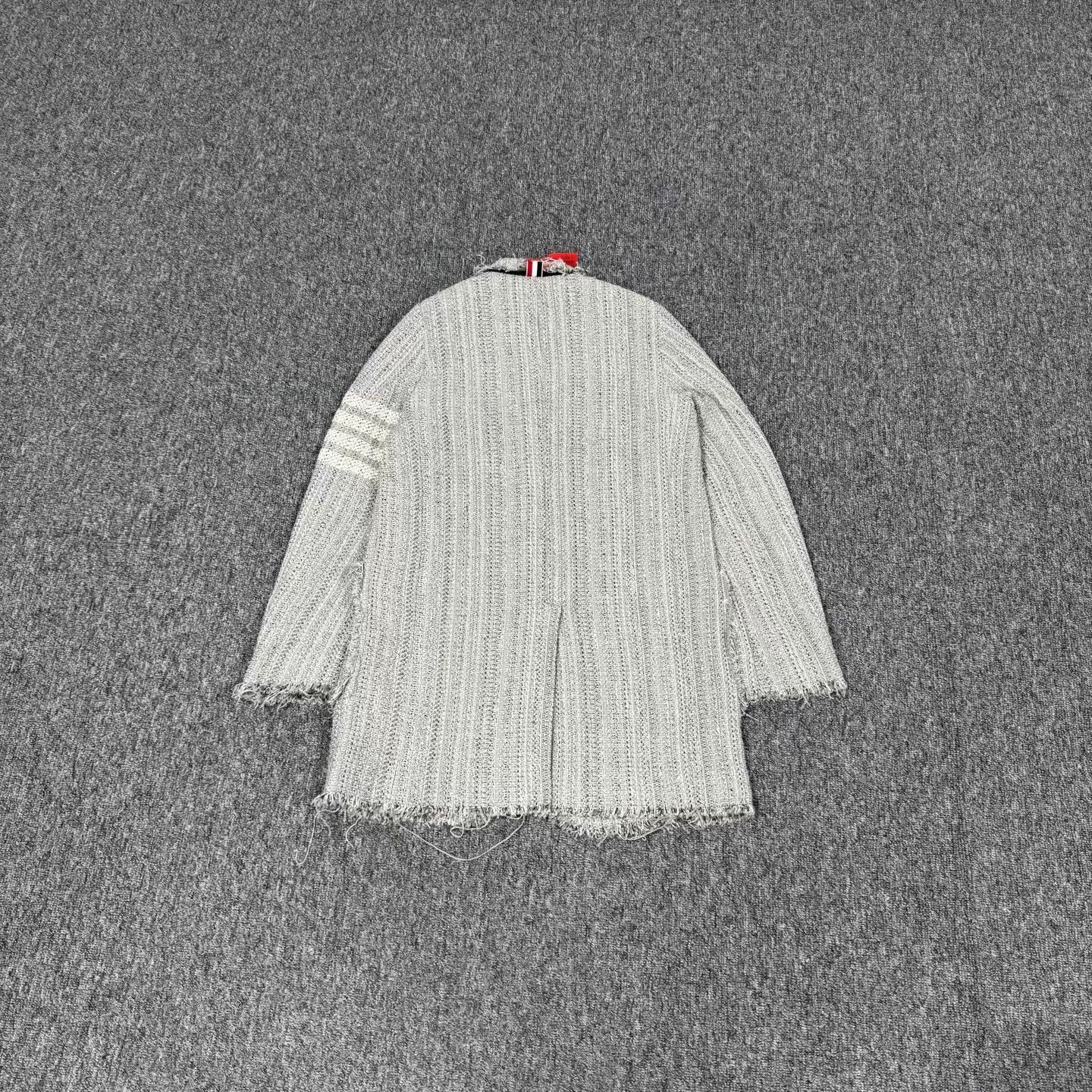 Thom Browne Thom Browne 4-Stripe Destroyed Tassel Coat 36 99 New Size XS / US 0-2 / IT 36-38 - 2 Thumbnail
