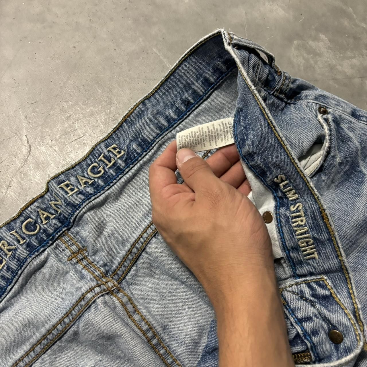 Japanese Brand × Vintage Crazy Vintage Y2K/2000s Faded Light Wash Skater Denim Jeans! Size US 38 / EU 54 - 8 Thumbnail