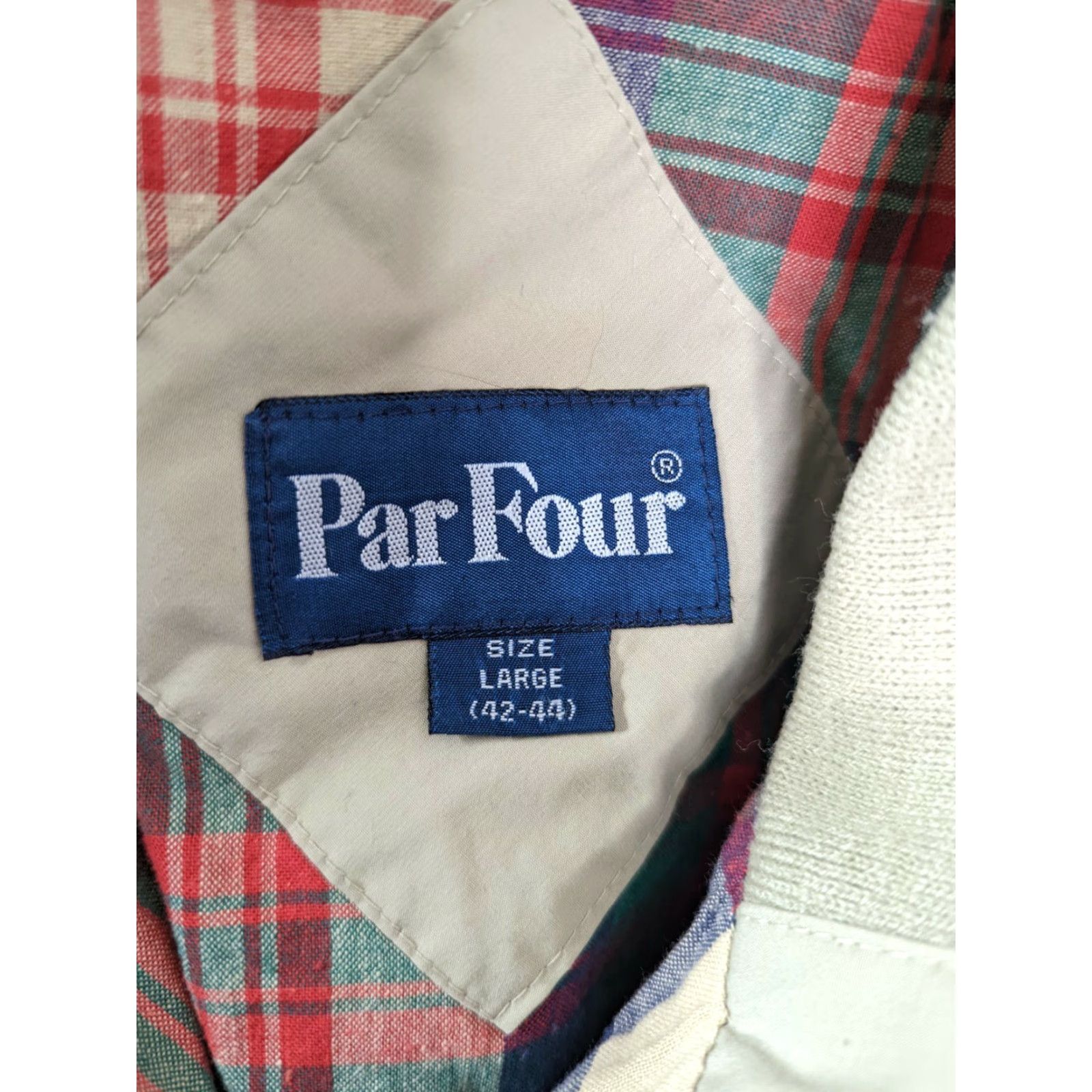 Vintage VINTAGE Par Four Derby Bomber Jacket L Full Zip Beige Mens 80s 90s Modern Casual Busy Honeycomb Fabric? Size US L / EU 52-54 / 3 - 4 Thumbnail