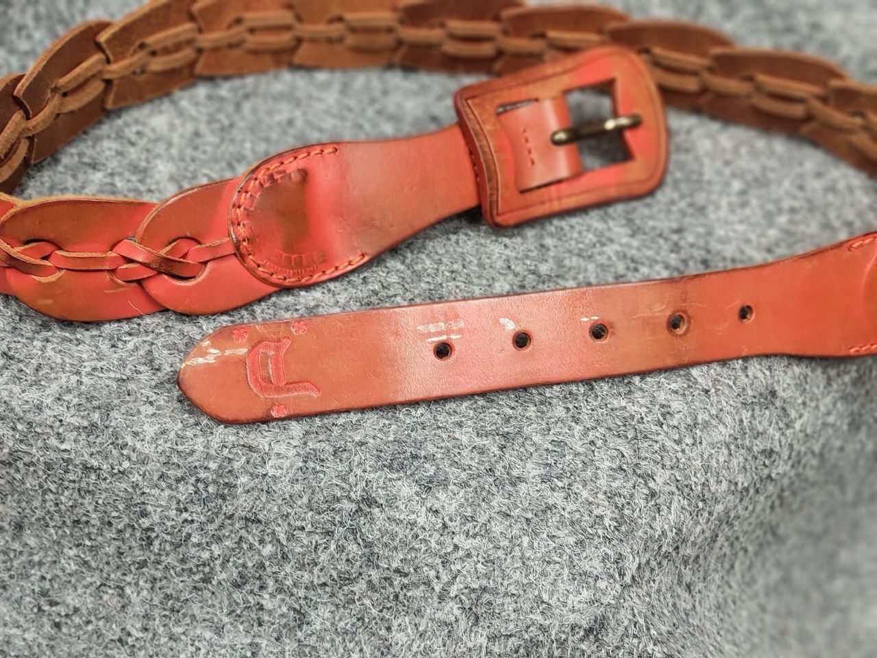 Diesel Vintage Diesel Brown Leather Braided Orange belt Y2K Style Size ONE SIZE - 10 Thumbnail