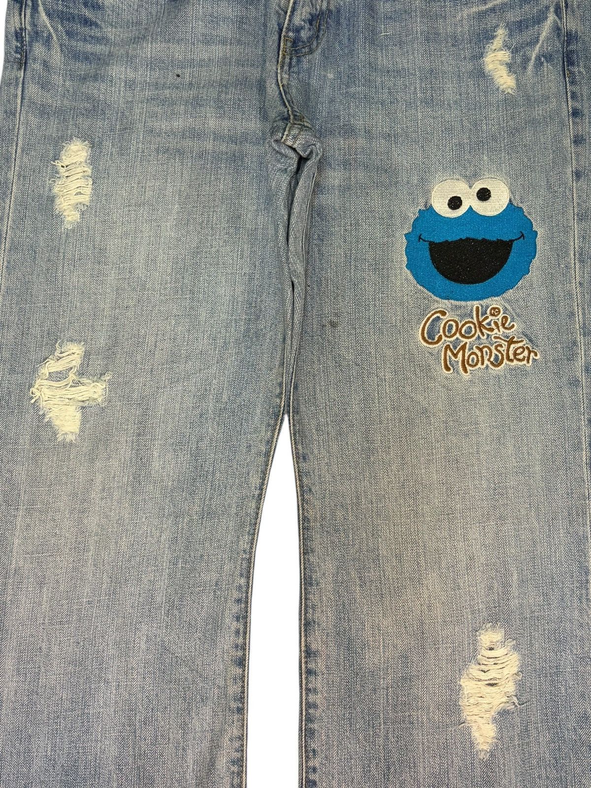 Disney Vintage Sesame Street Elmo Distress Bootcut Jeans Size 32" / US 10 / IT 46 - 3 Thumbnail