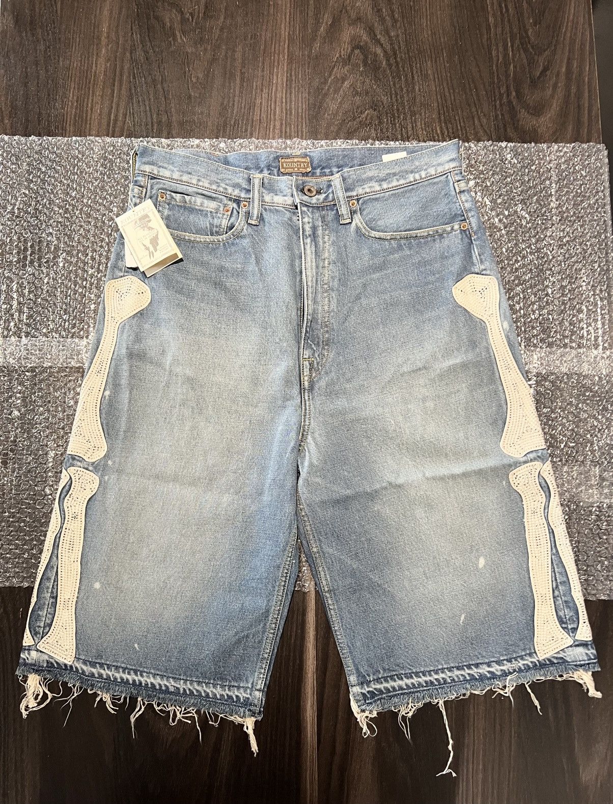 Kapital Kapital 14oz Denim 5P Short Pants (Bone Embroidery) Size US 34 / EU 50 - 1 Thumbnail