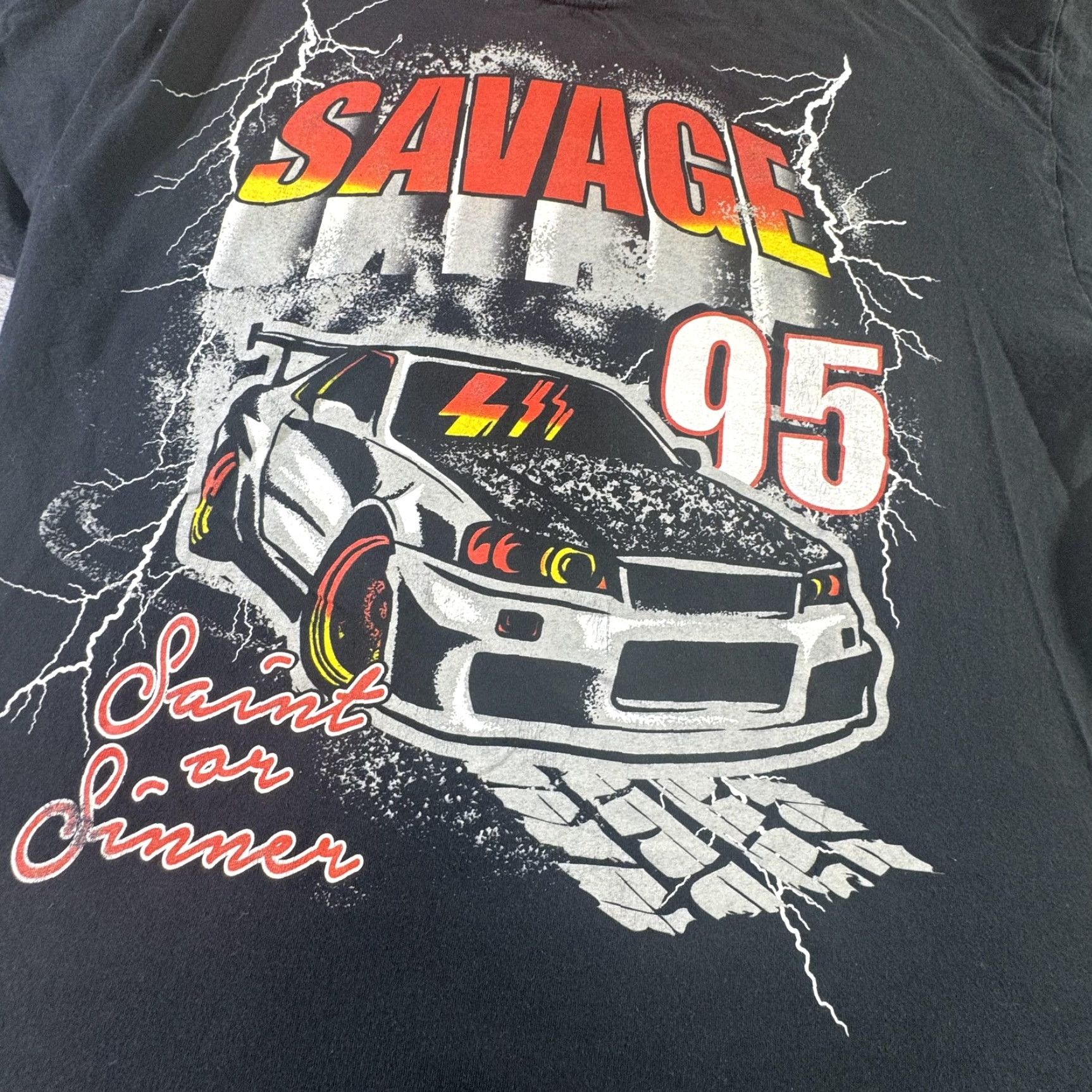 Vintage Popular Poison Shirt Mens L XL Black Savage 95 Saint or Sinner Car Graphic Tee Size US L / EU 52-54 / 3 - 2 Thumbnail