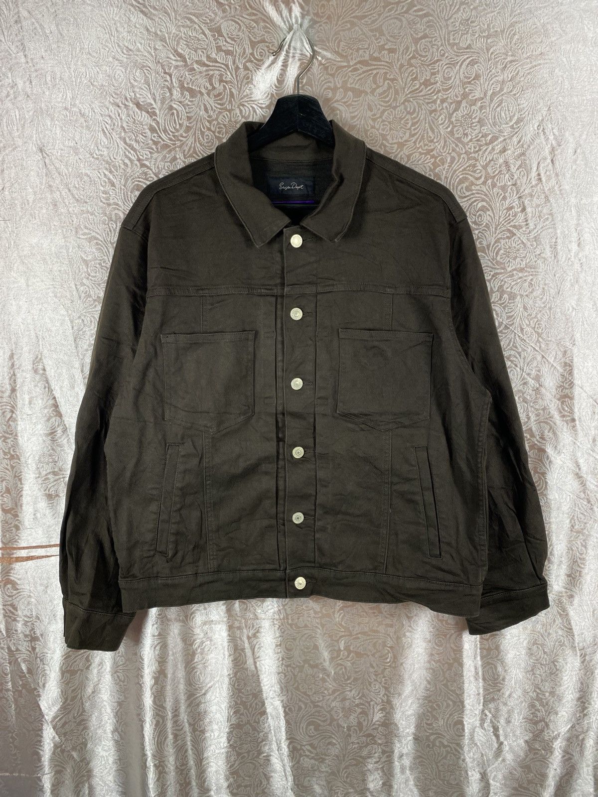 Japanese Brand Sugar Dept Dr Denim Honzawa QLT Brown Minimal Work Jacket Size US M / EU 48-50 / 2 - 3 Thumbnail