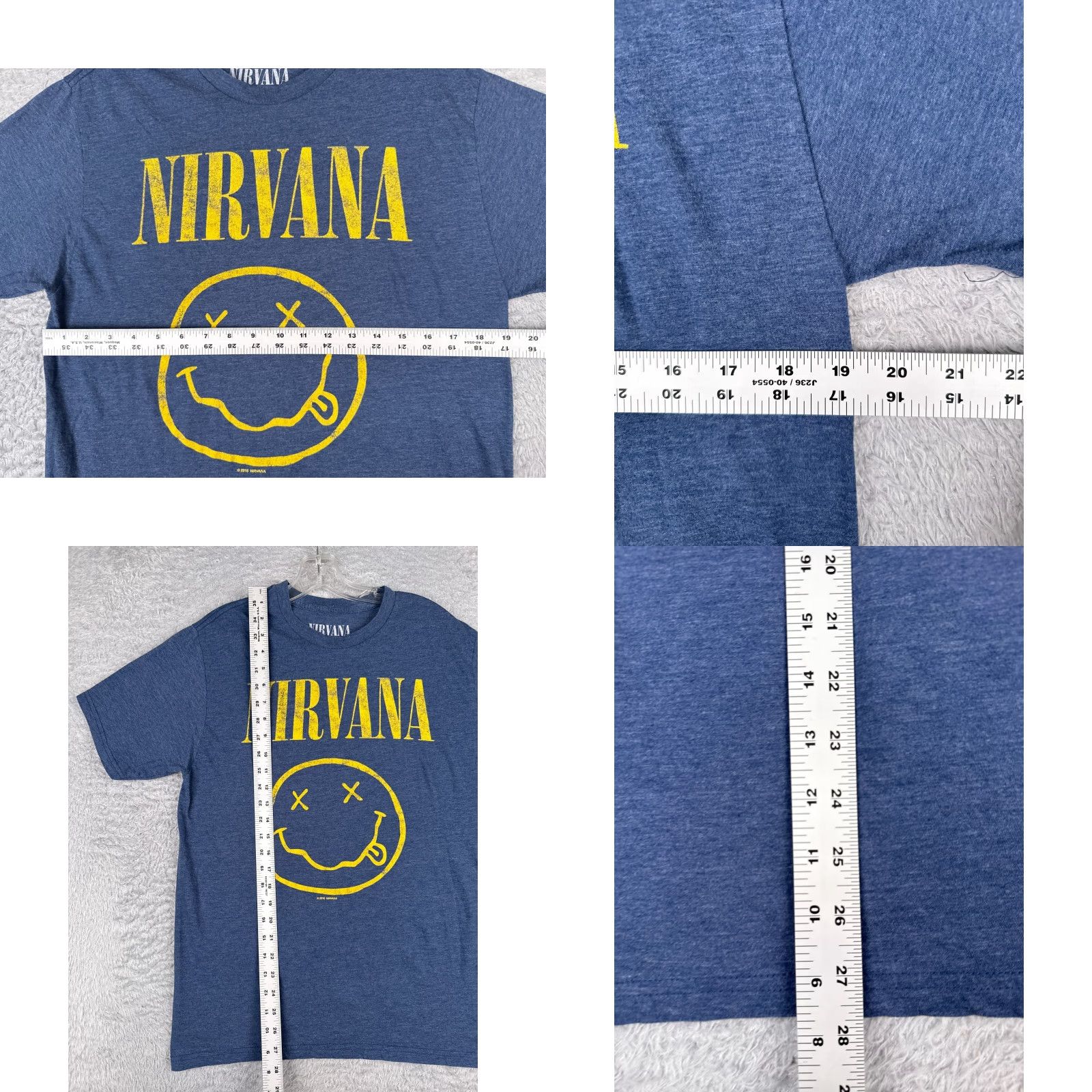 Vintage Nirvana Shirt Men Large Blue Short Sleeve Crew Neck Cotton Blend Logo Distressed 90s Band T-Shirt Mens Size US L / EU 52-54 / 3 - 8 Thumbnail