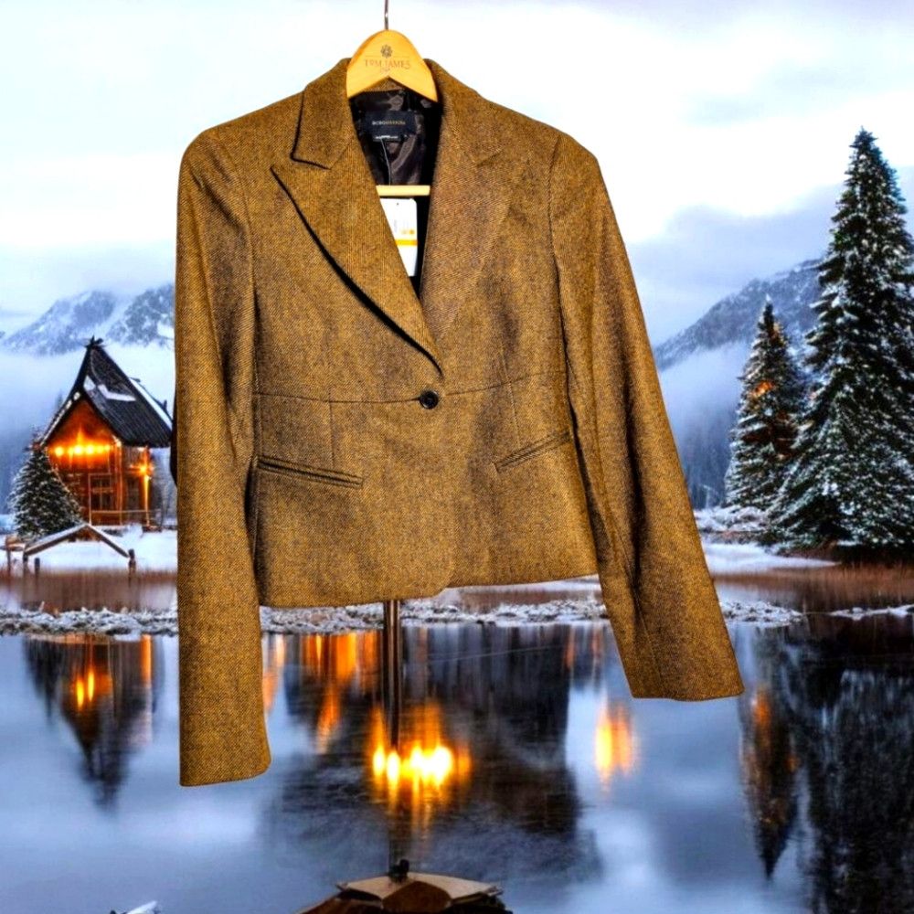 Bcbgmaxazria BCBG Maxazria Marilyn Sz S Tweed Women's Brown Blazer Jacke Size S / US 4 / IT 40 - 1 Thumbnail