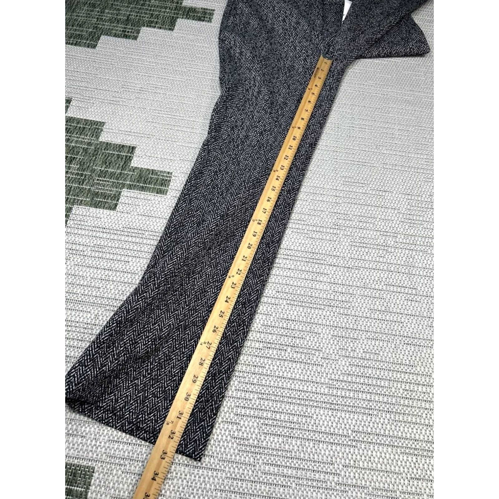 Zara Zara Pants Womens Large Gray Herringbone Flared Mid Rise Stretch Inseam 32 Machine Washable Dress Pants Trousers Casual Travel Classic Outdoor Size 36" / US 14 / IT 50 - 3 Thumbnail