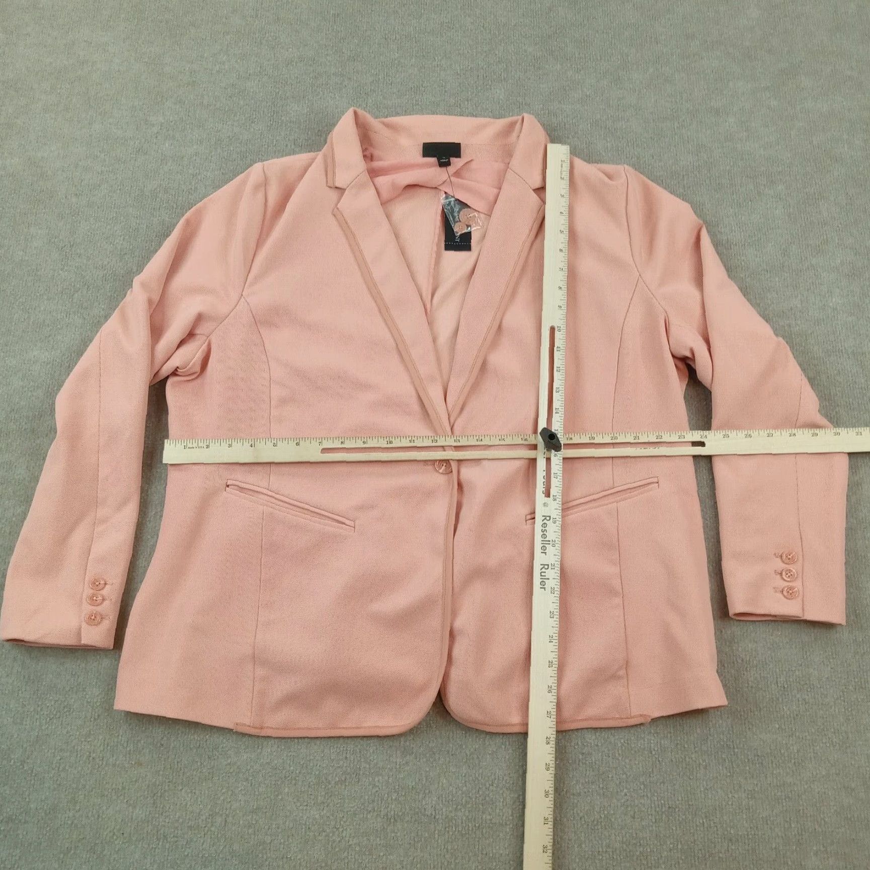 Vintage Lane Bryant Womens Blazer Pink Suit Jacket Size 24 Plus Stretch One-Button Long Sleeve Classic Business Casual Fall Spring Summer Winter Womens Size 4XL / US 24-26 - 2 Thumbnail