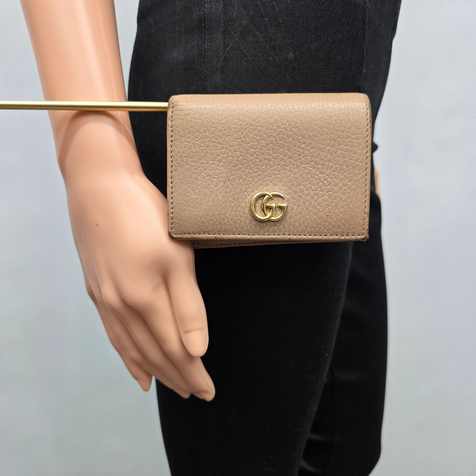 Gucci GG Marmont Compact Wallet Bifold Grained Leather