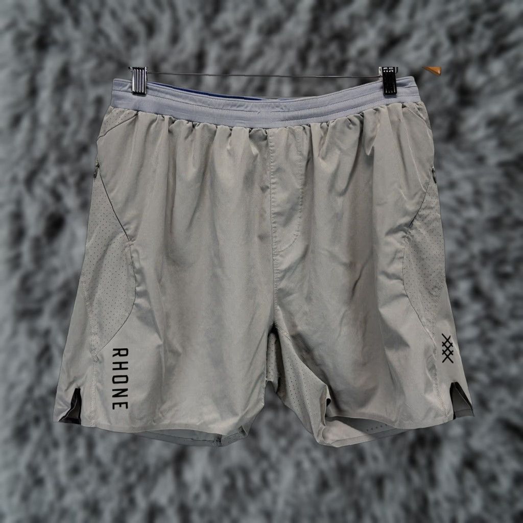 Rhone Men’s Rhône Performance Workout Shorts Large Grey Drawstring READ Liner Size US 33 - 1 Thumbnail