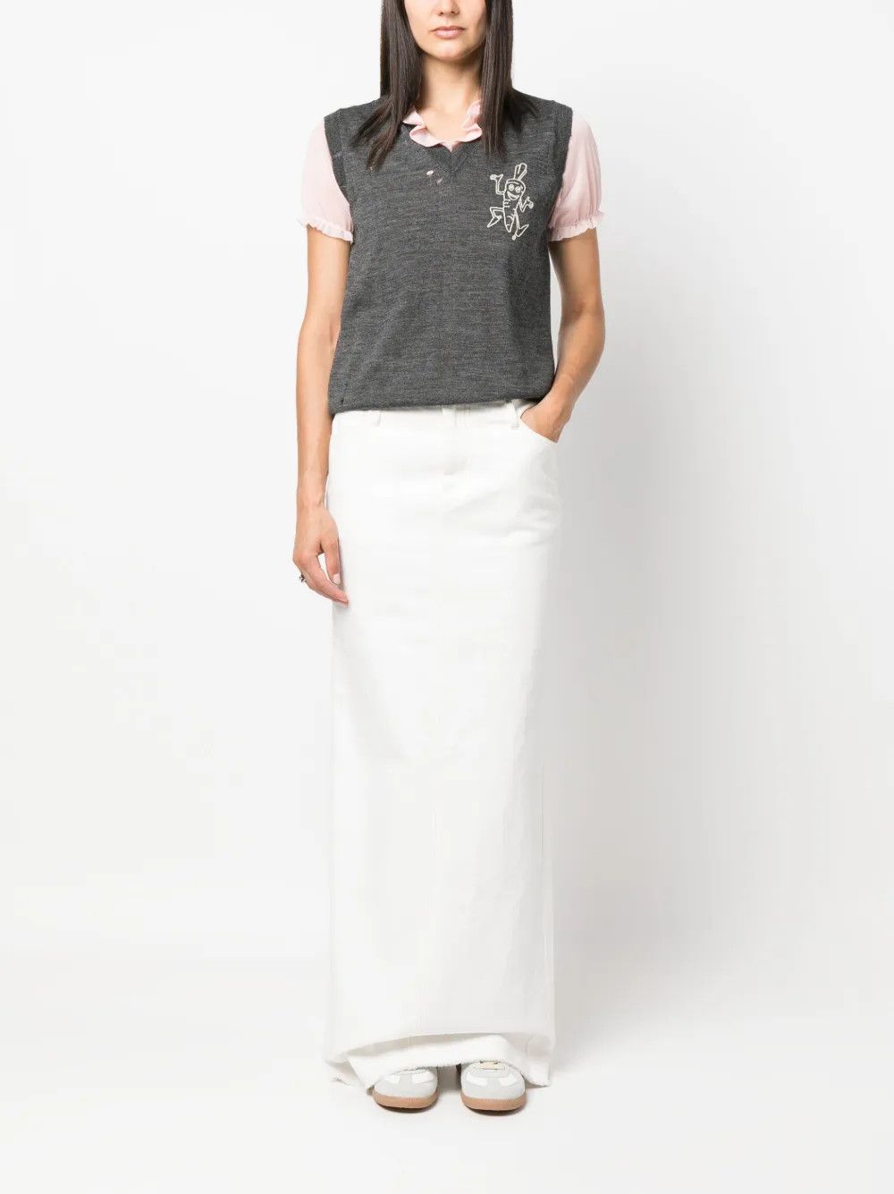 Maison Margiela o1y0625 V-neck Sleeveless Sweater in Gray Size S / US 4 / IT 40 - 5 Thumbnail