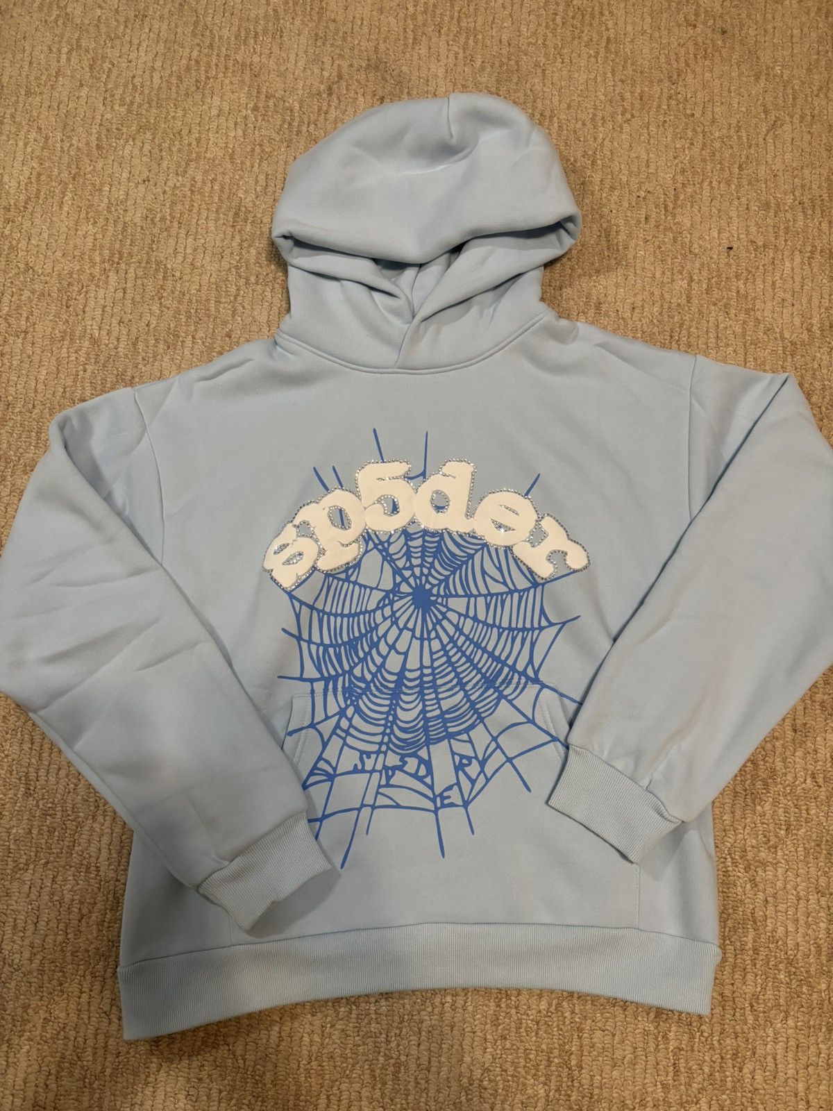 Spider Web Hoodie Sky Blue | Grailed